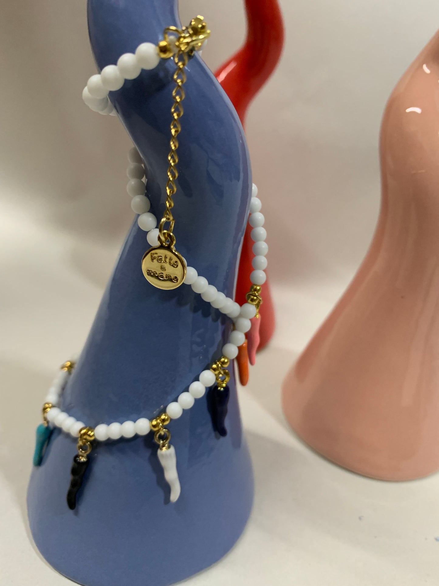 Collana con mini corni multicolor
