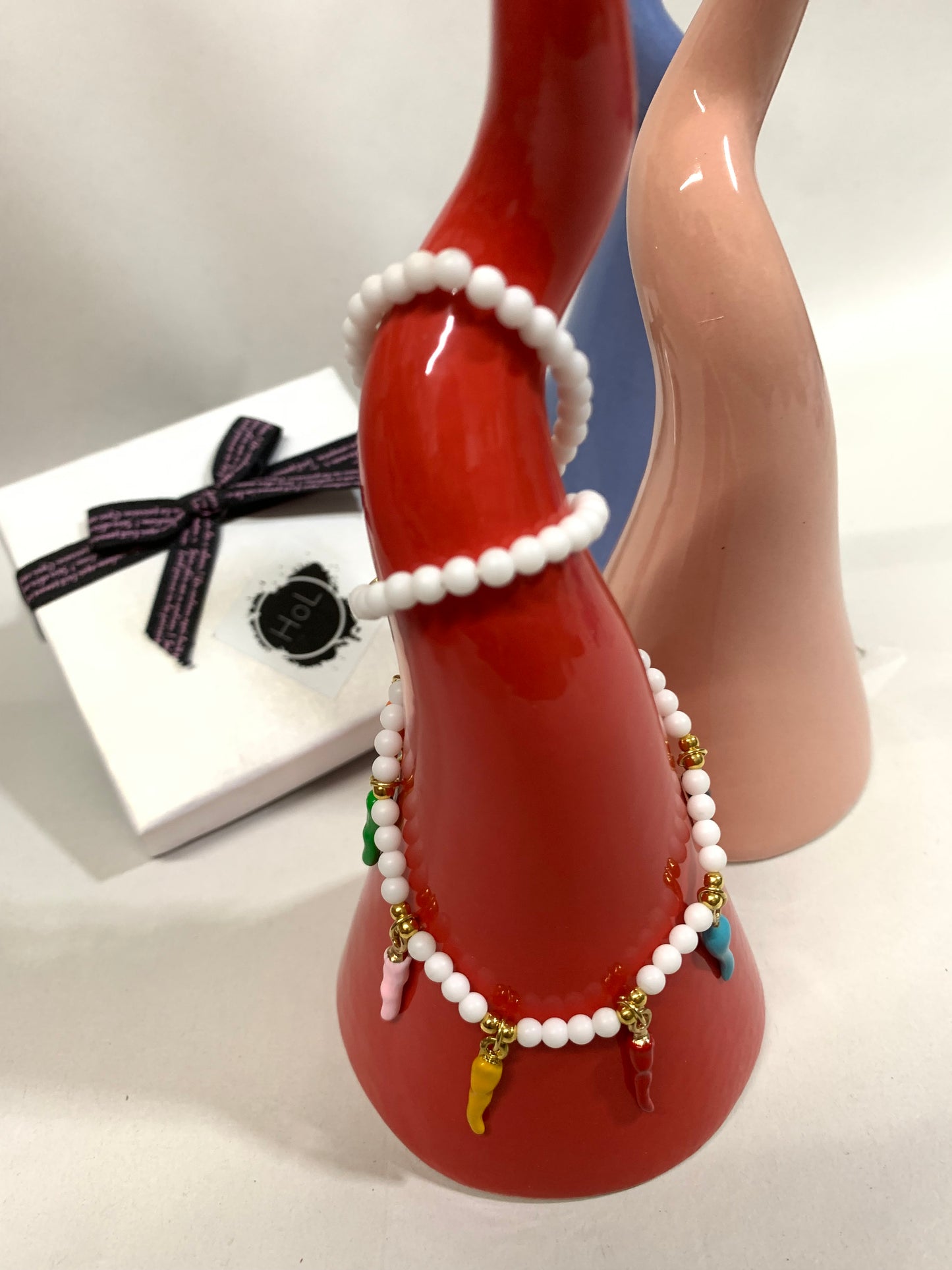 Collana con mini corni multicolor