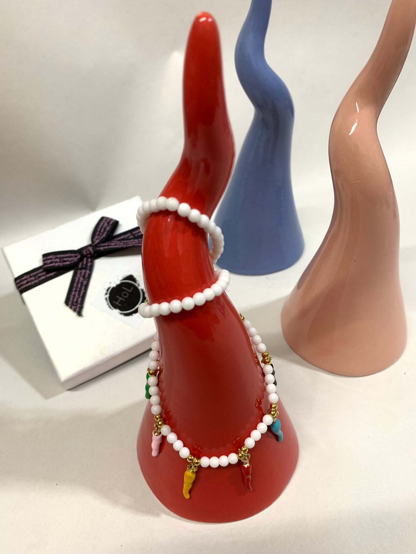 Collana con mini corni multicolor
