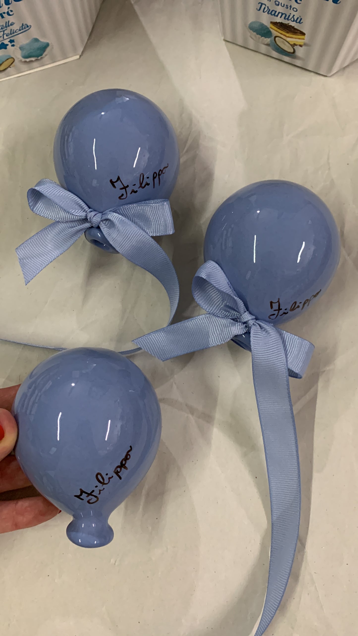 Palloncino ceramica 9cm confezionato