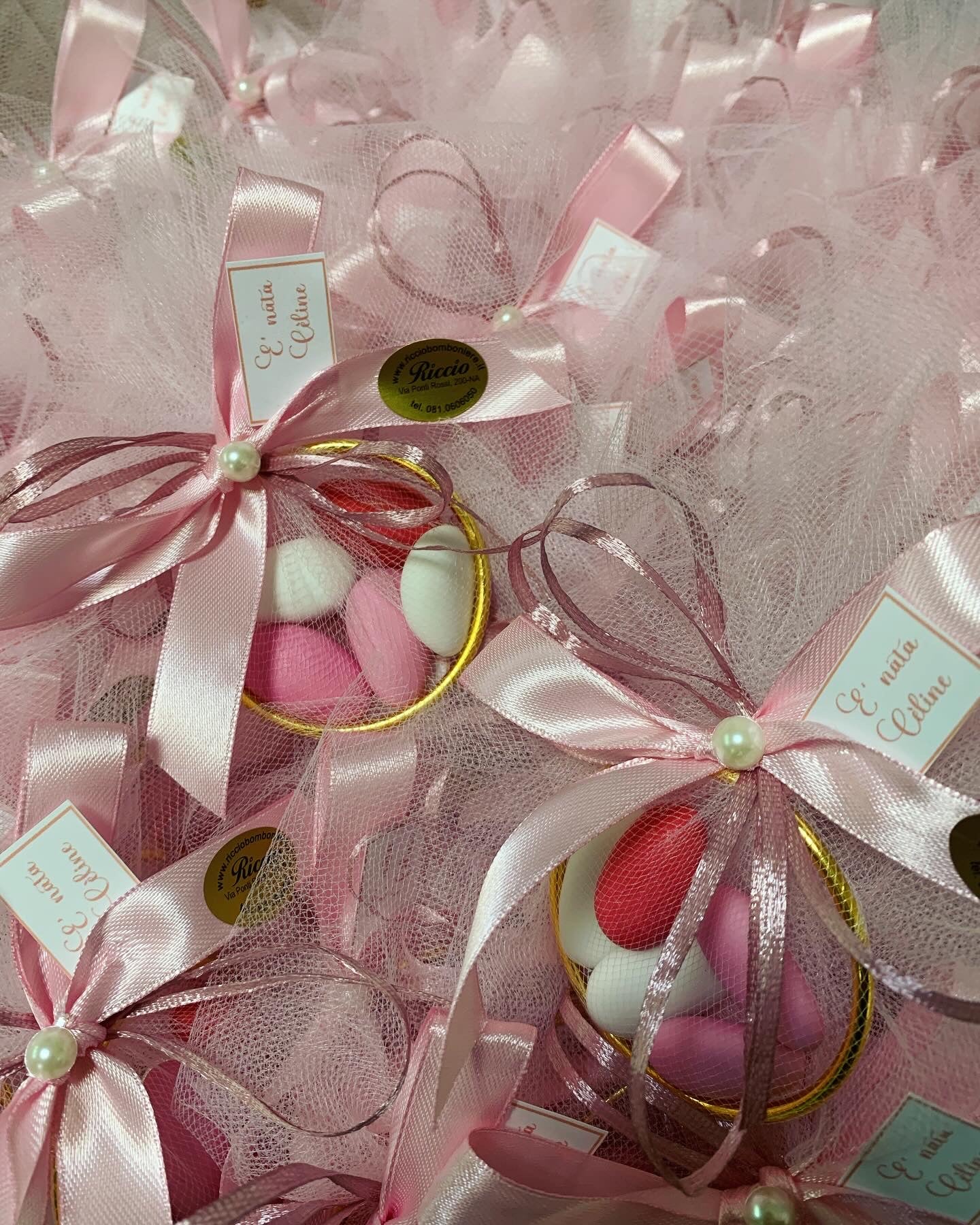 Bomboniera nascita tulle e confetti