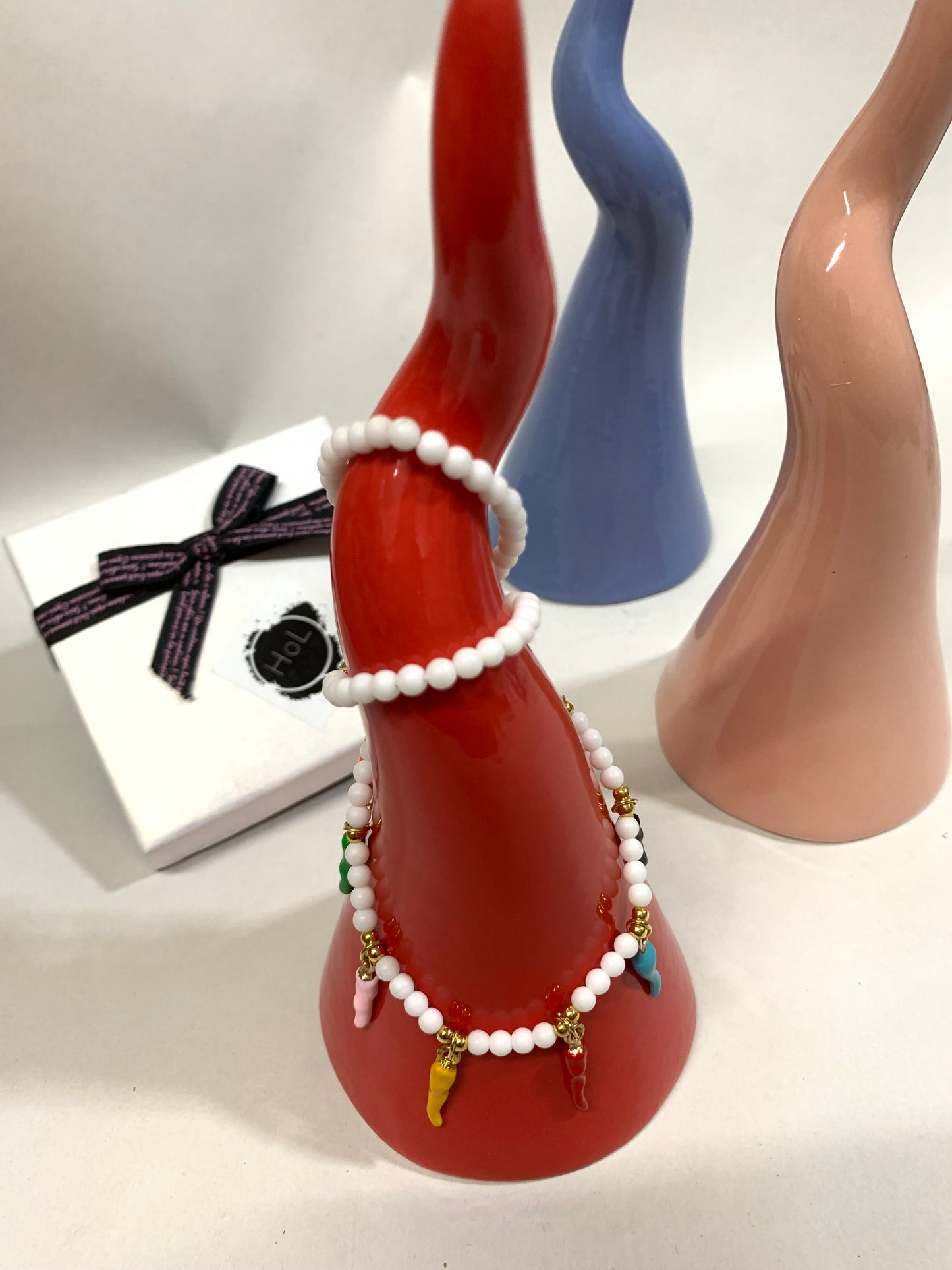 Collana con mini corni multicolor