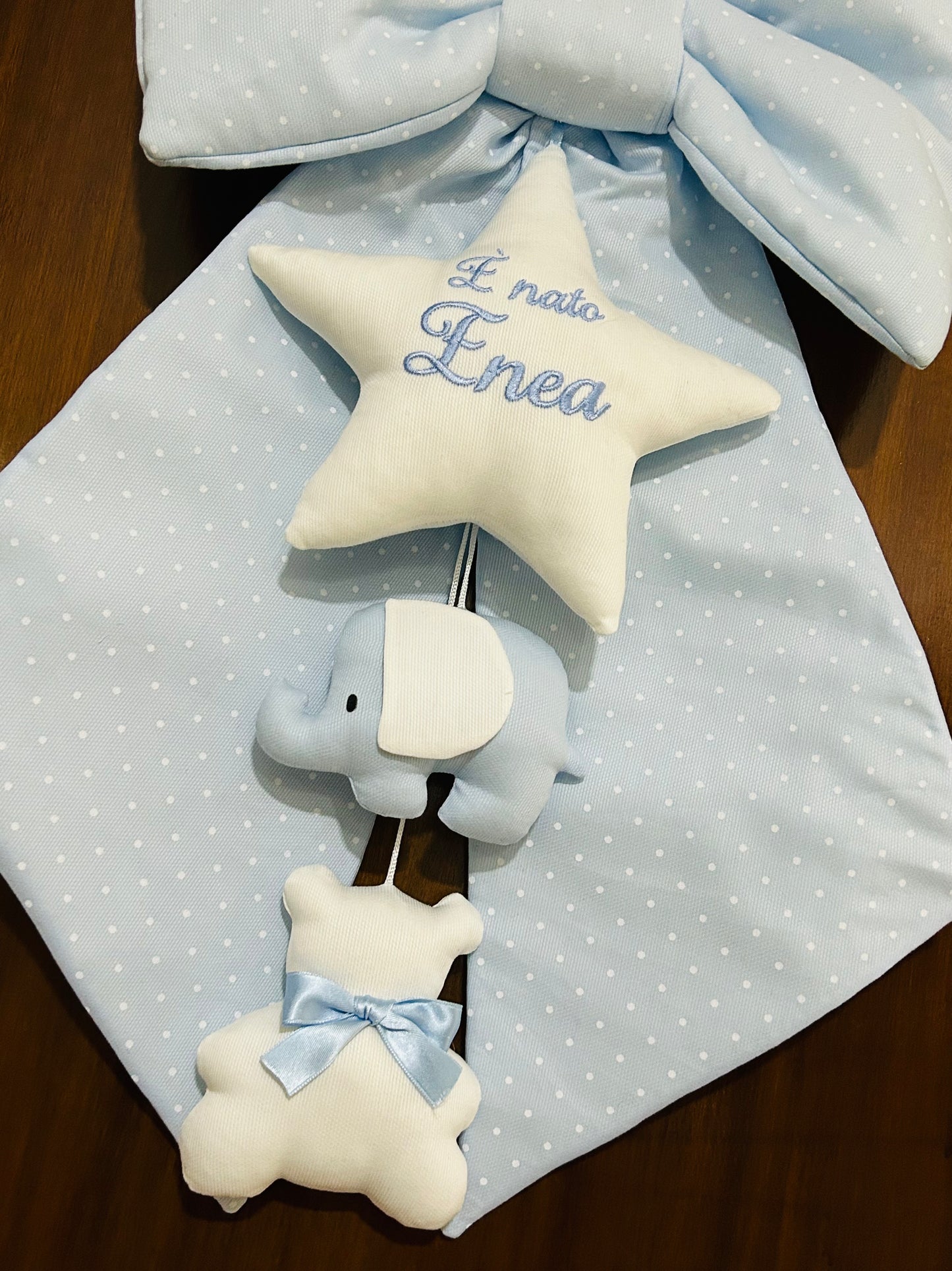 Fiocco nascita sartoriale personalizzato