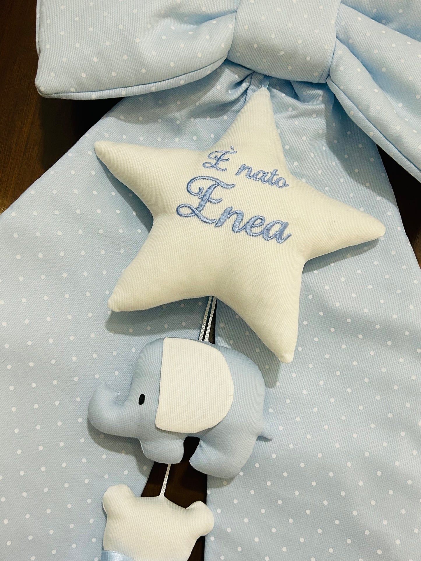 Fiocco nascita sartoriale personalizzato
