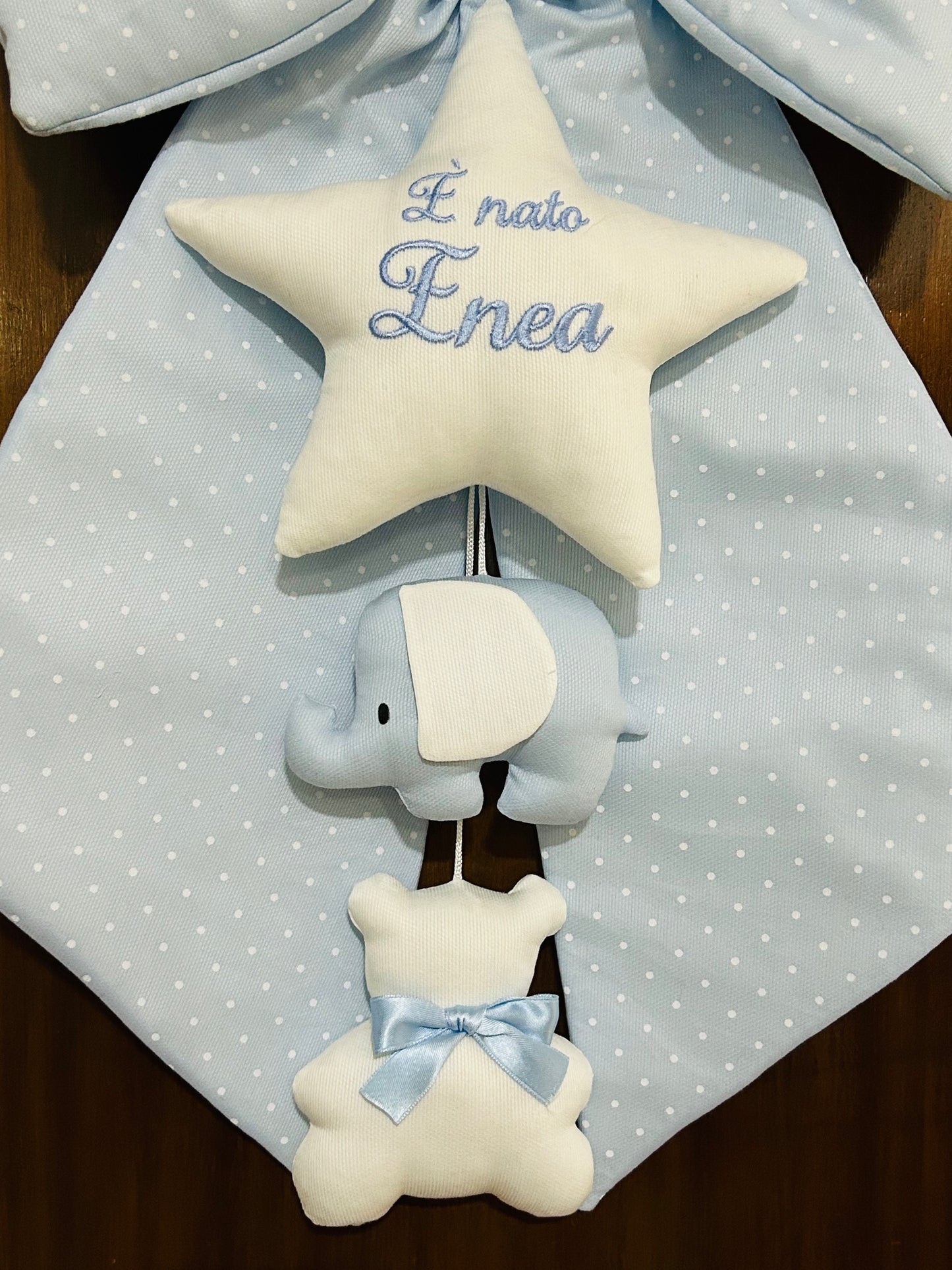 Fiocco nascita sartoriale personalizzato
