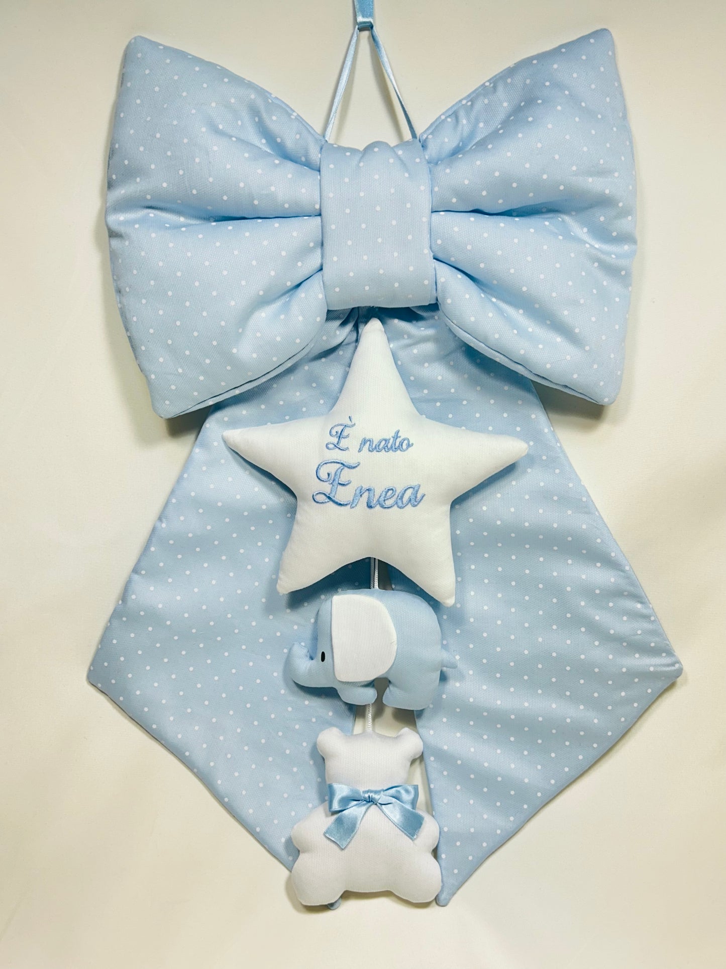 Fiocco nascita sartoriale personalizzato