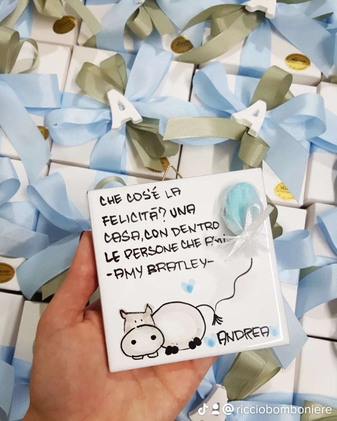 Mattonella Vietri 10x10 in ceramica con frase