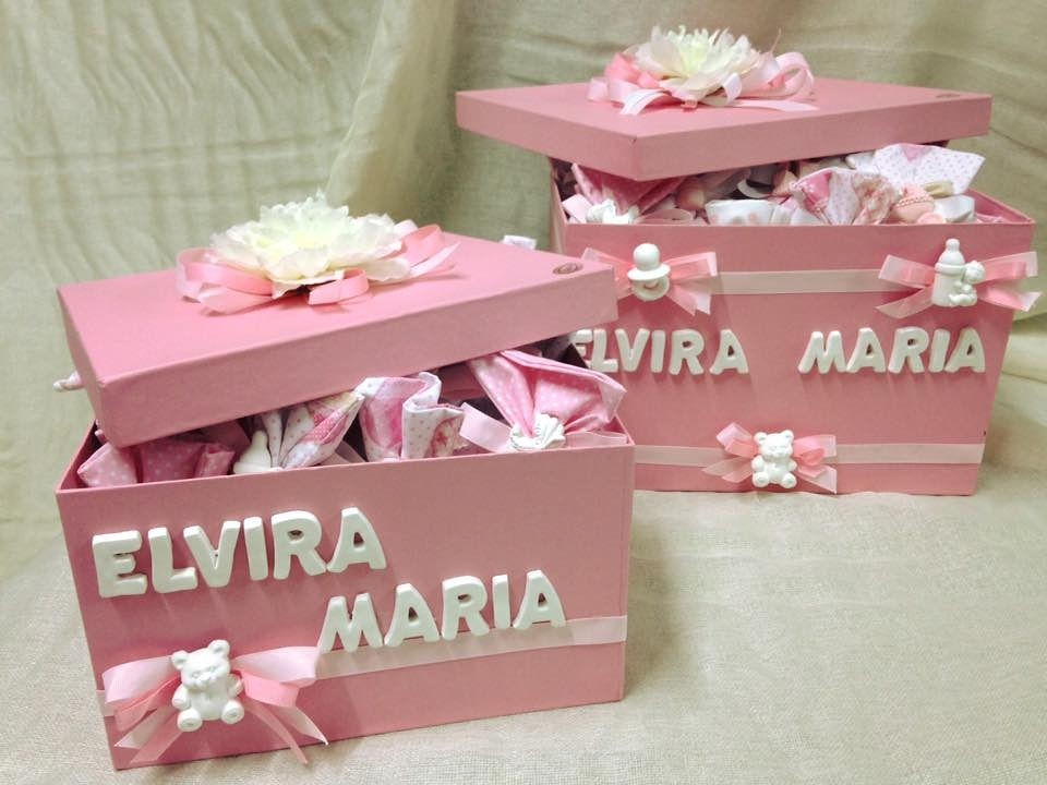 Sacchetto rosa/cielo con gessetto baby