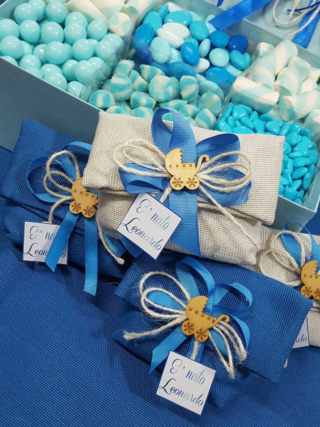 Sacchetti ripiegati nascita shabby