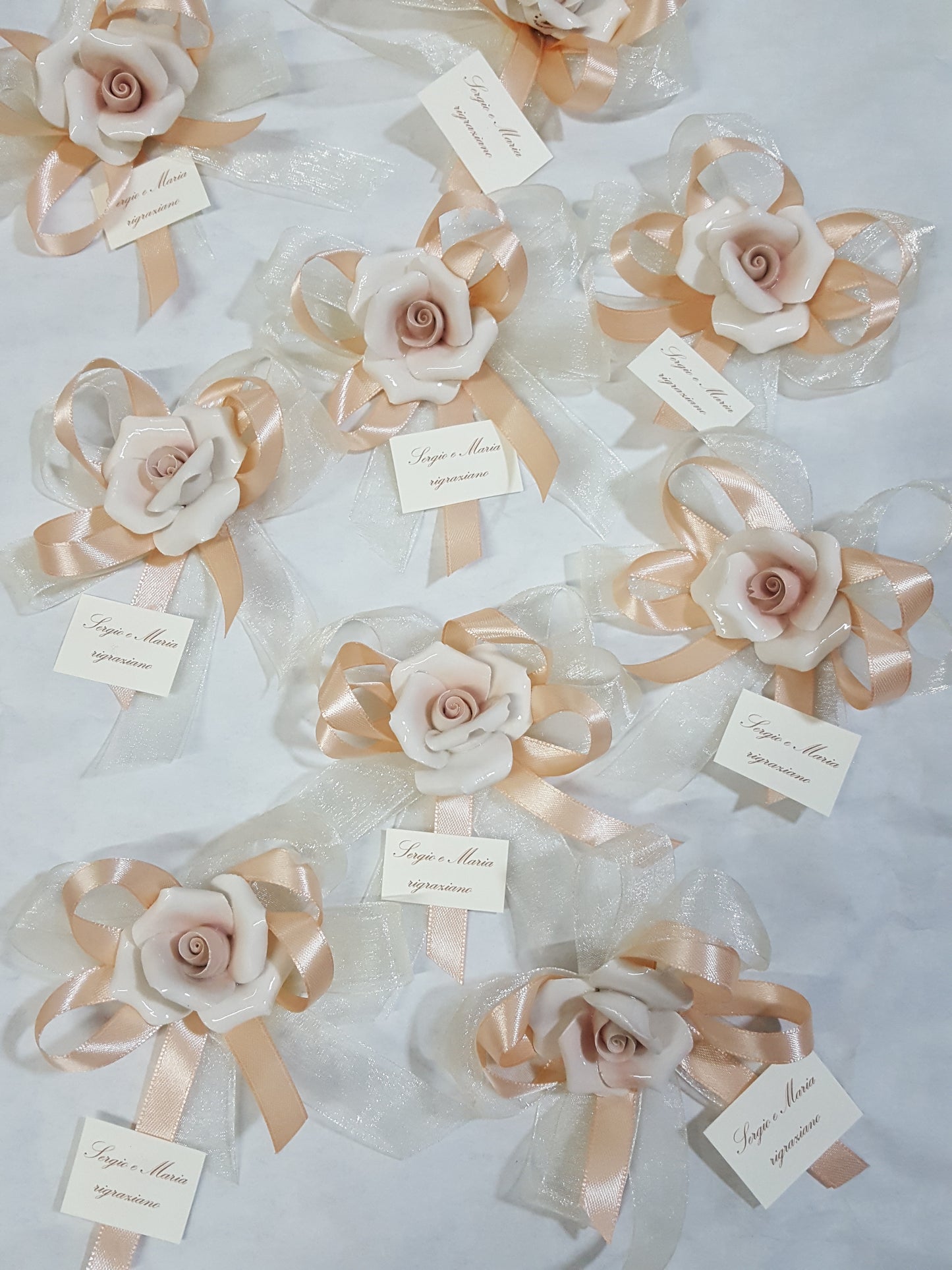 Segnaposto rosa ceramica