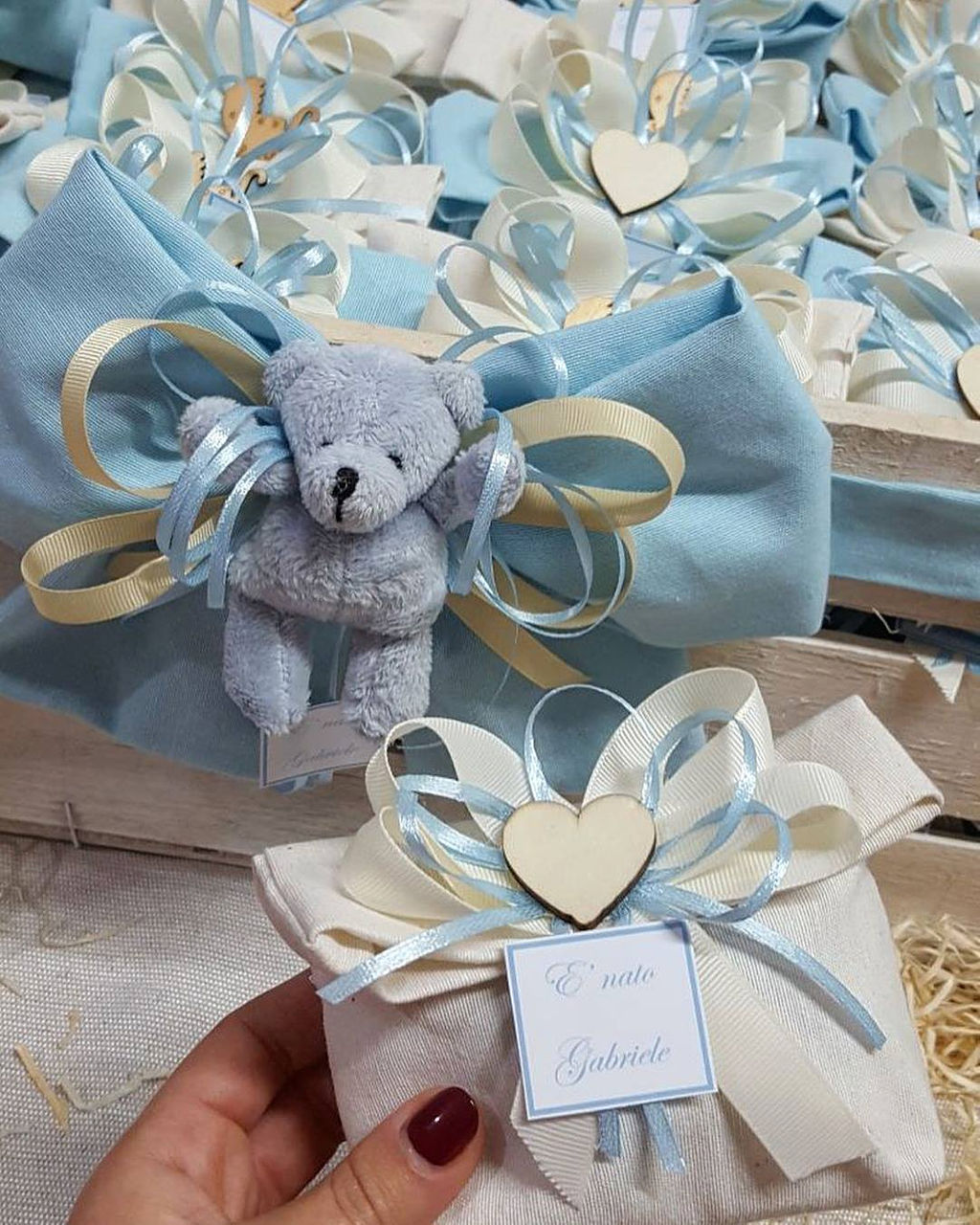 Sacchetti ripiegati nascita shabby
