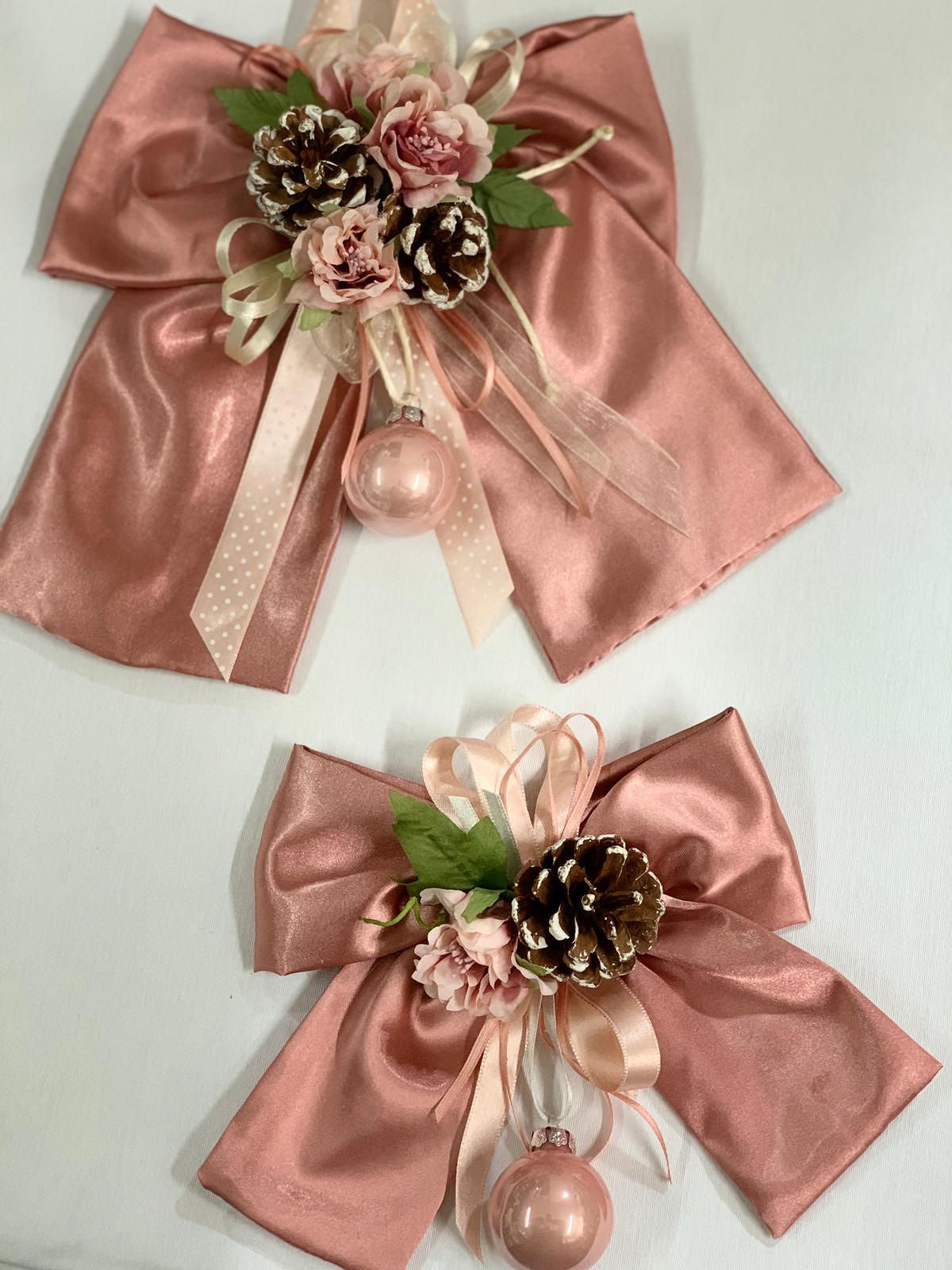 Set 4 Fiocchi natalizi rosa