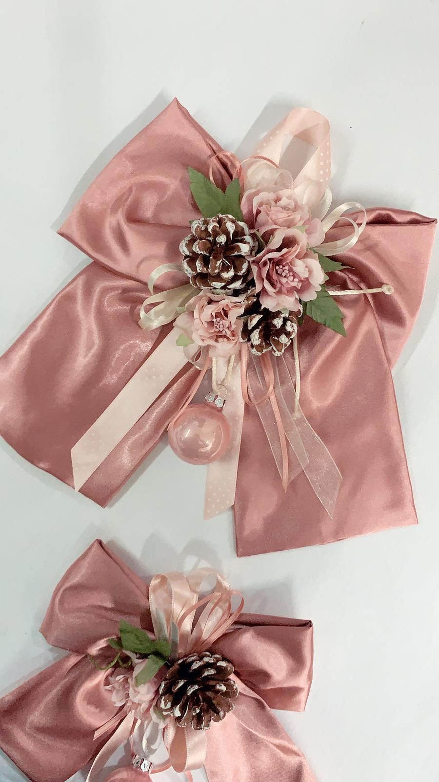 Set 4 Fiocchi natalizi rosa