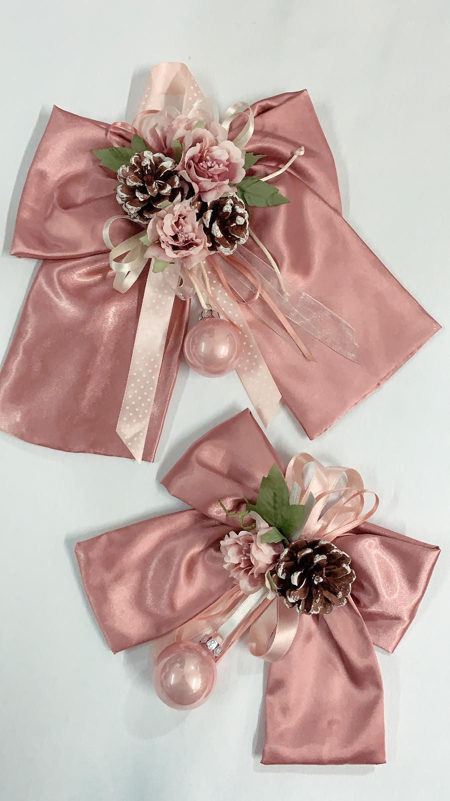 Set 4 Fiocchi natalizi rosa