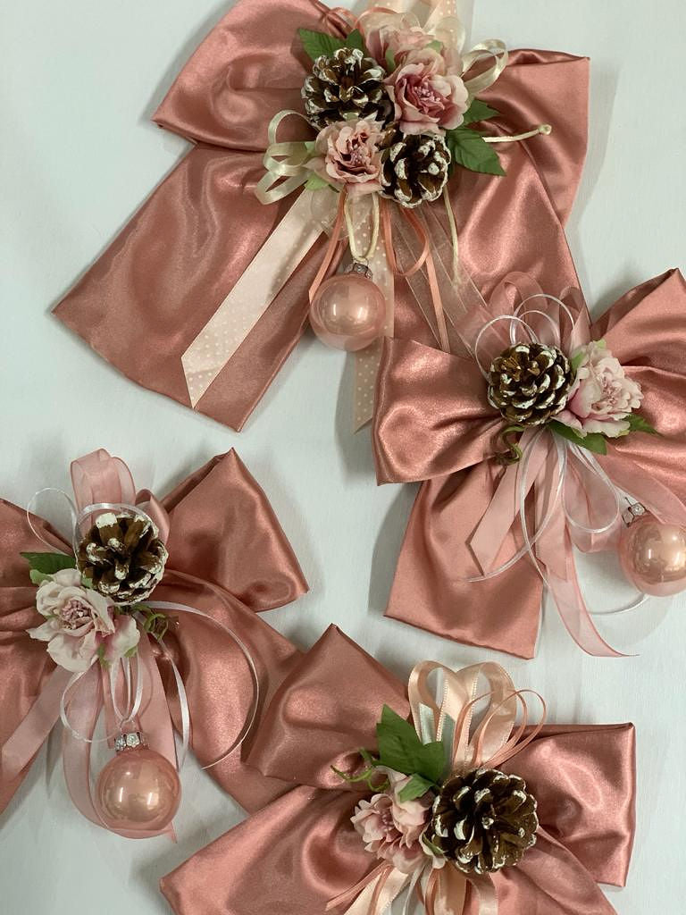 Set 4 Fiocchi natalizi rosa