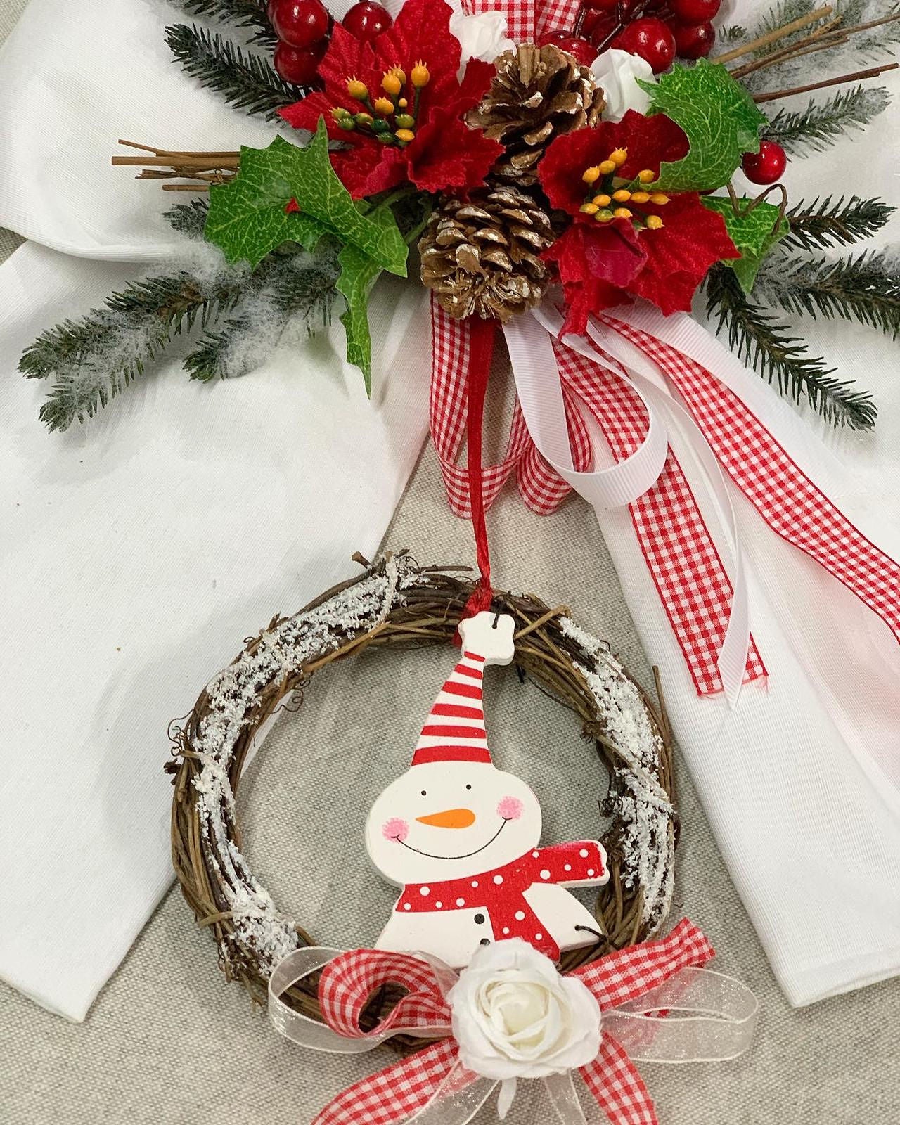 Fiocco bianco 30cm decorato