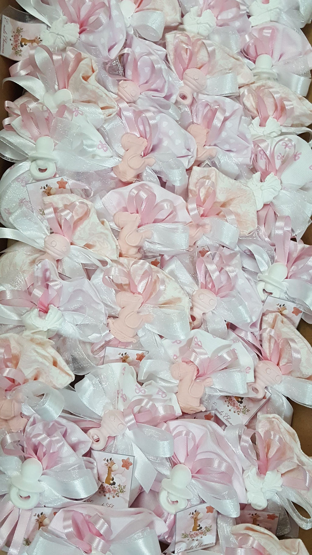 Sacchetto rosa/cielo con gessetto baby