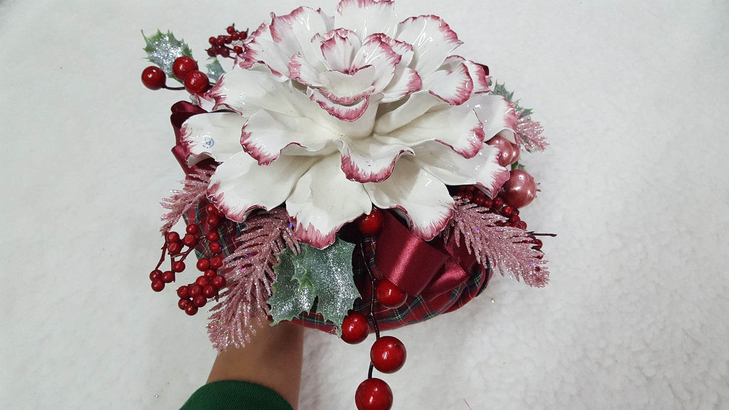 Pouf maxi natalizio rosa antico