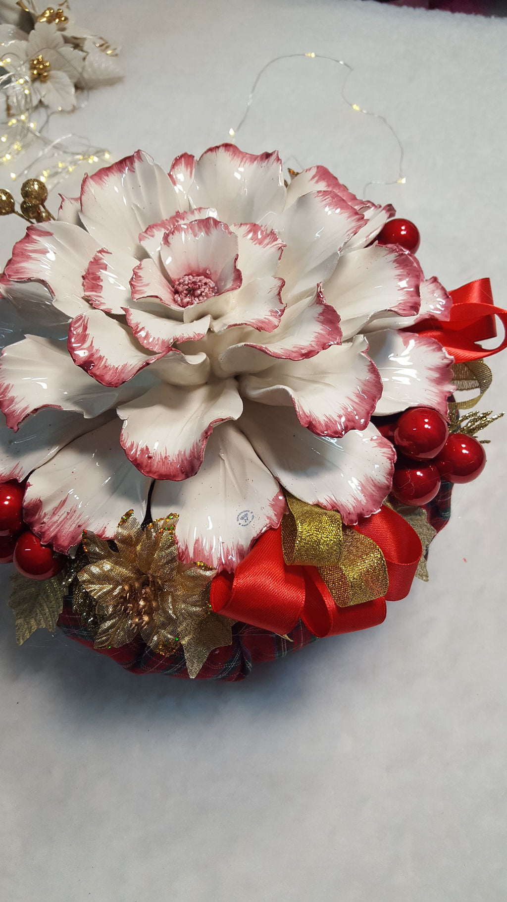 Pouf maxi natalizio rosa antico