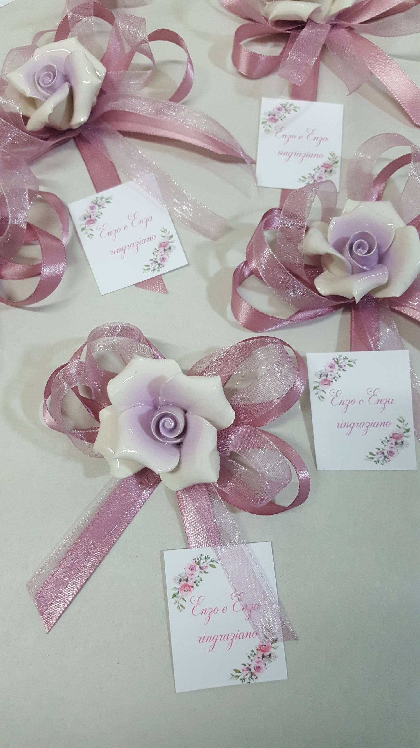 Segnaposto rosa ceramica
