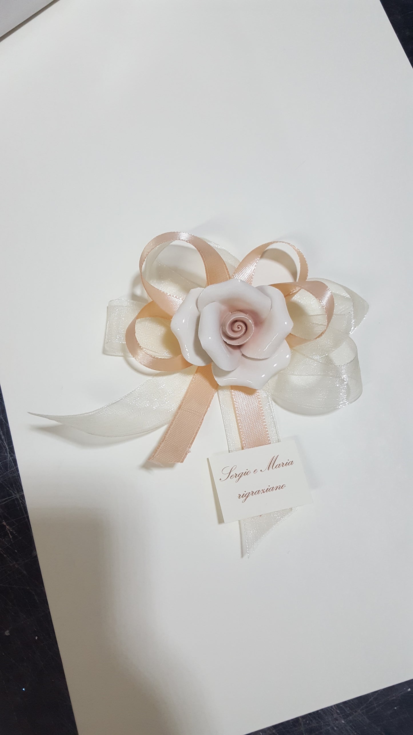 Segnaposto rosa ceramica