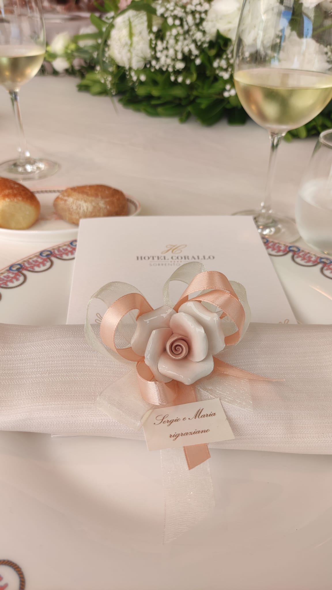 Segnaposto rosa ceramica
