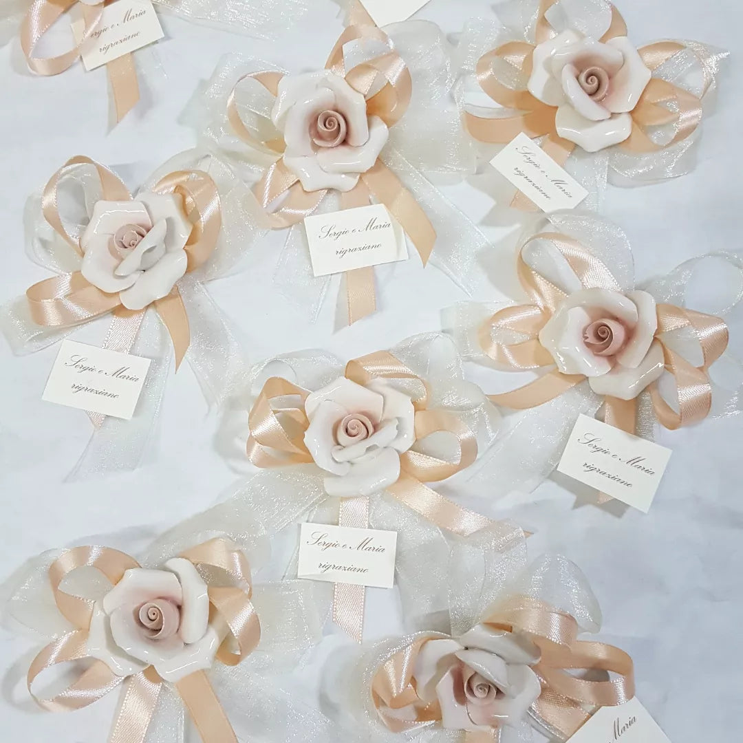 Segnaposto rosa ceramica
