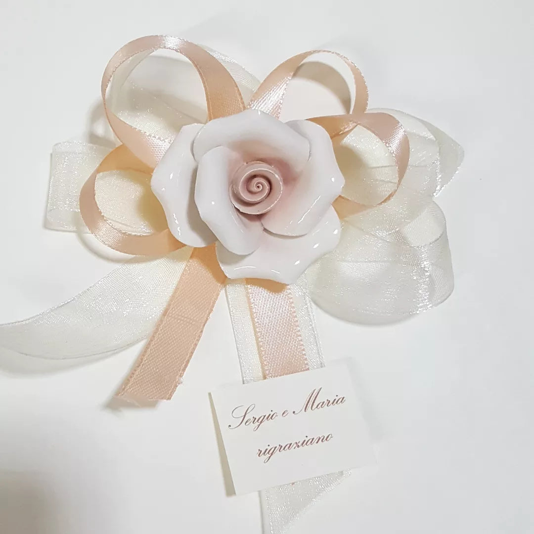 Segnaposto rosa ceramica