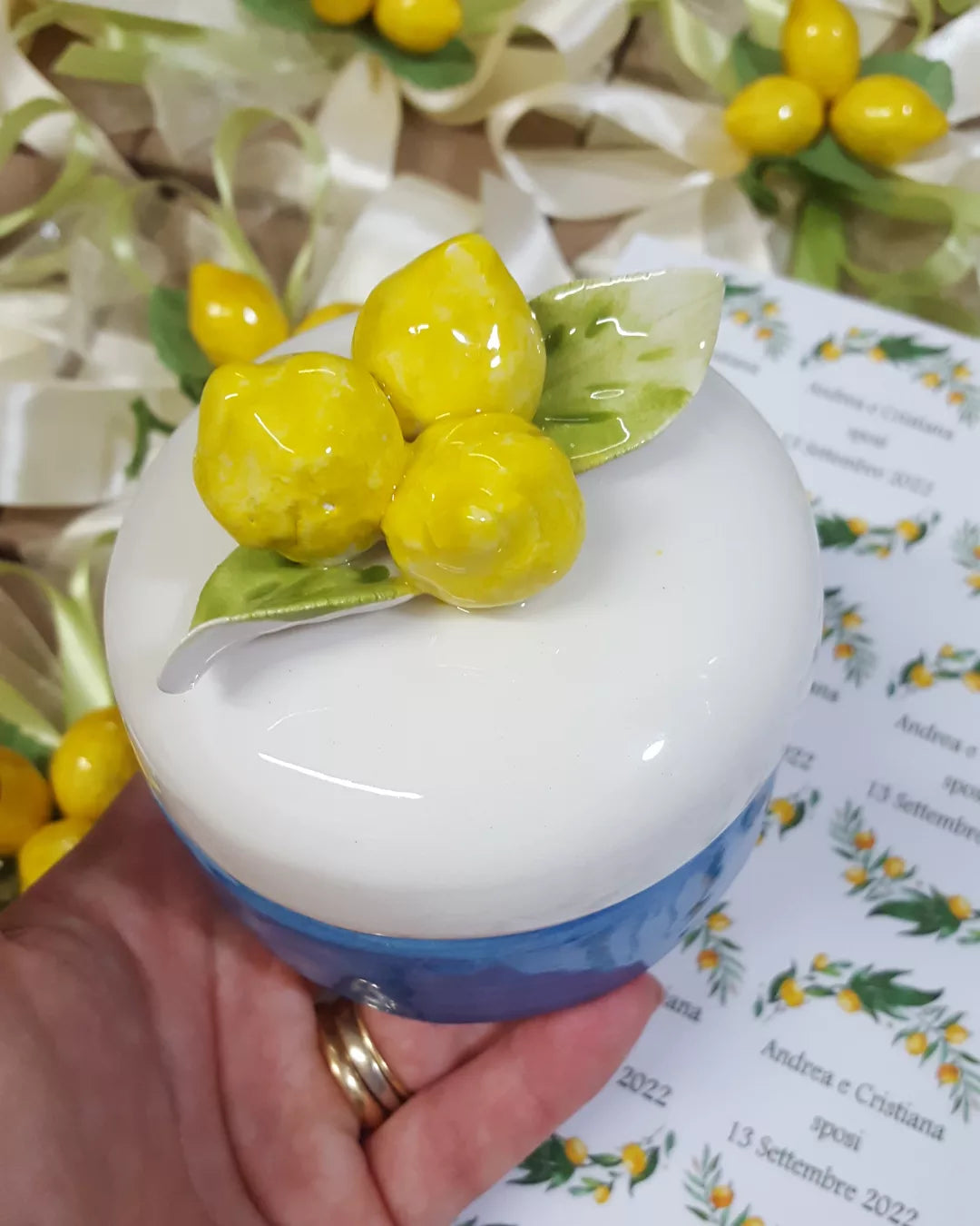 Cofanetto in ceramica con limoni