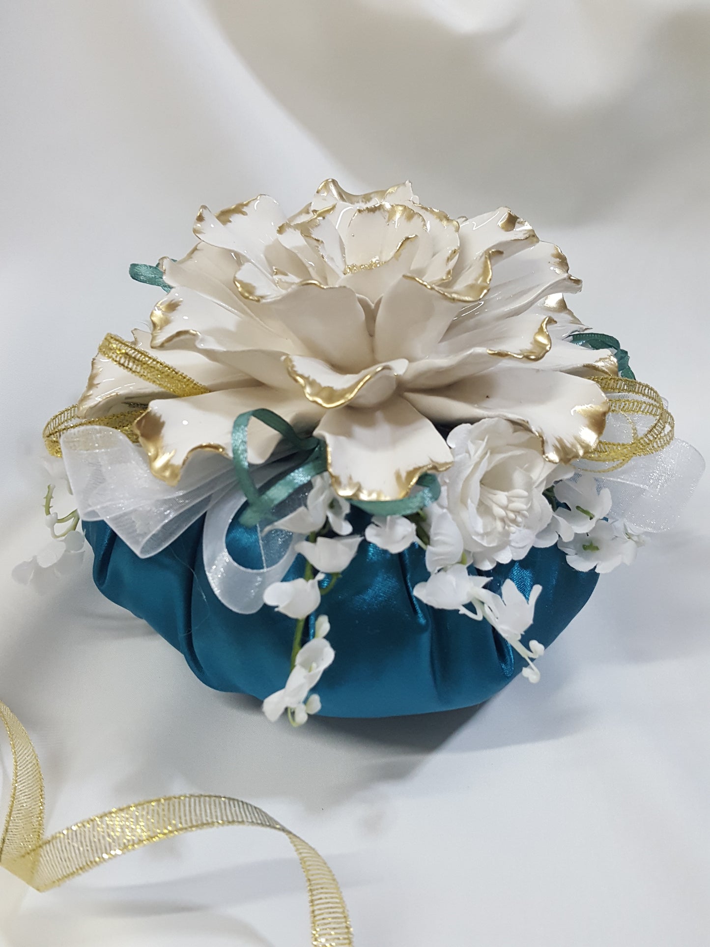 Pouf grande oro base ottanio
