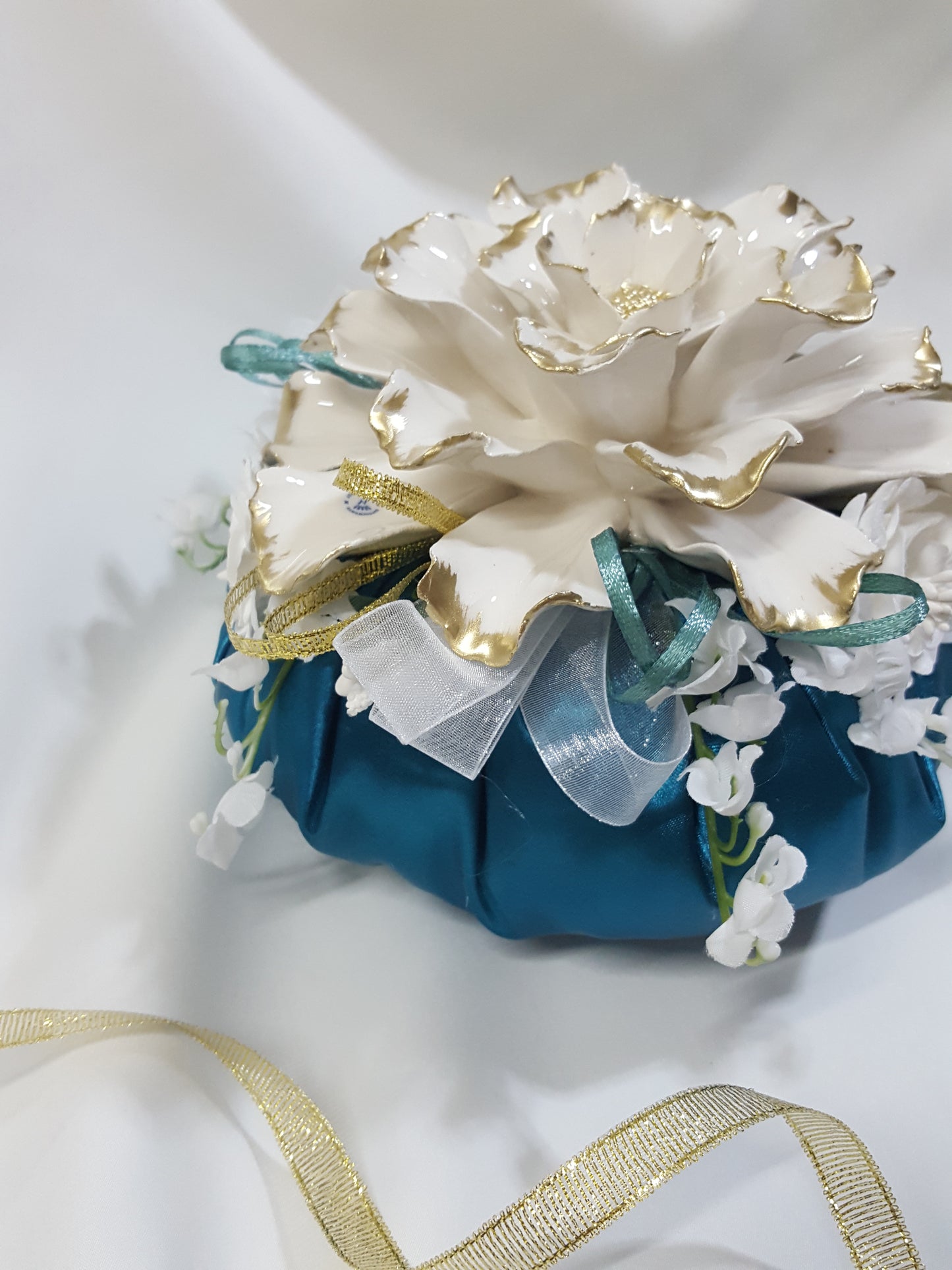 Pouf grande oro base ottanio