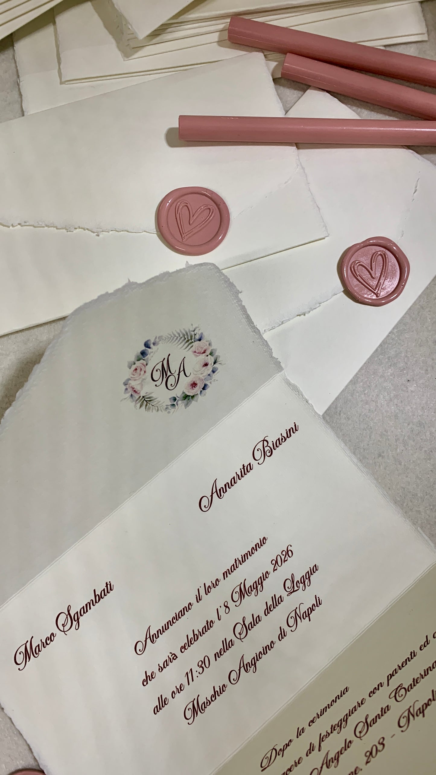 Partecipazione in carta Amalfi con sigillo