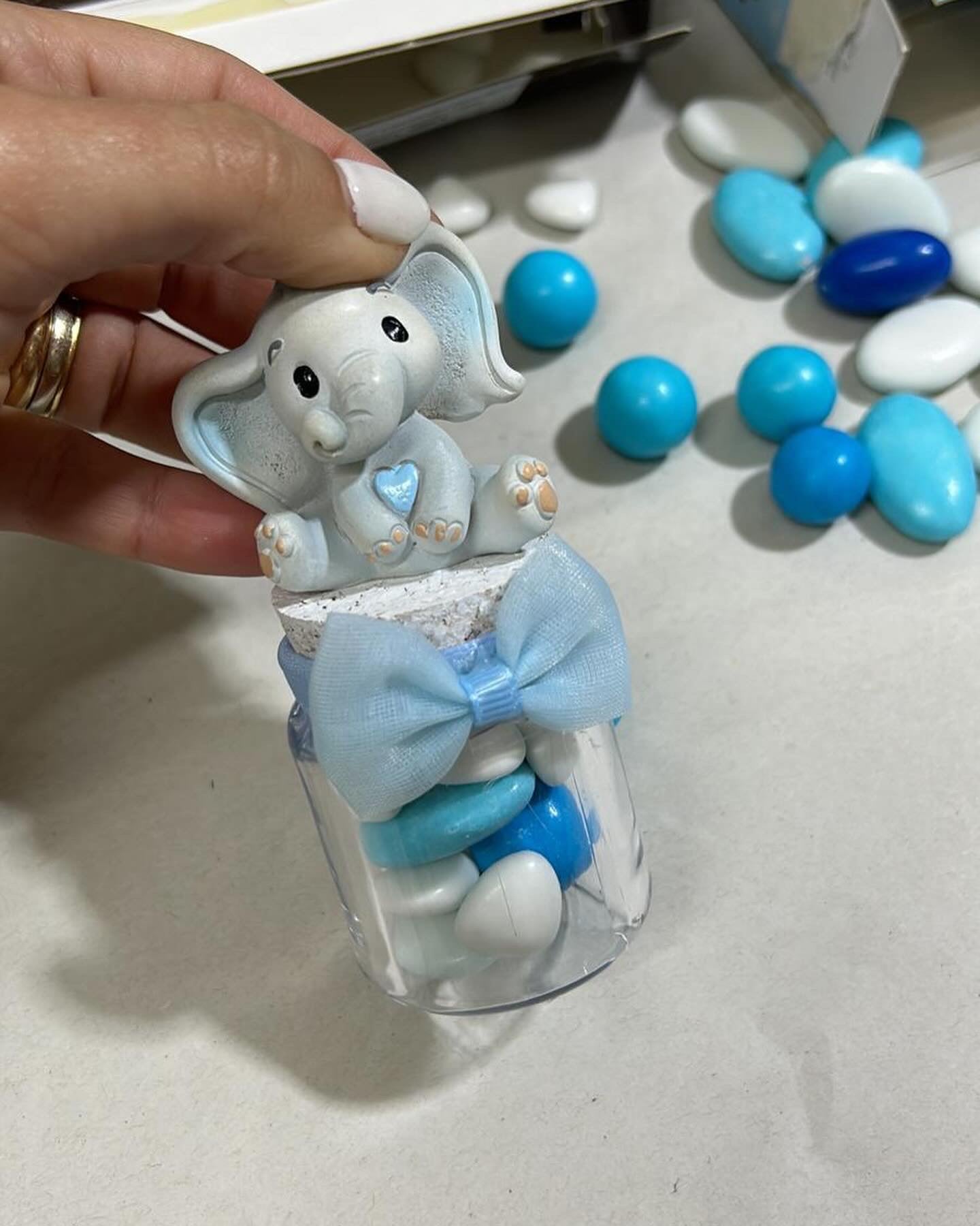 Barattolino in vetro portaconfetti bomboniera baby