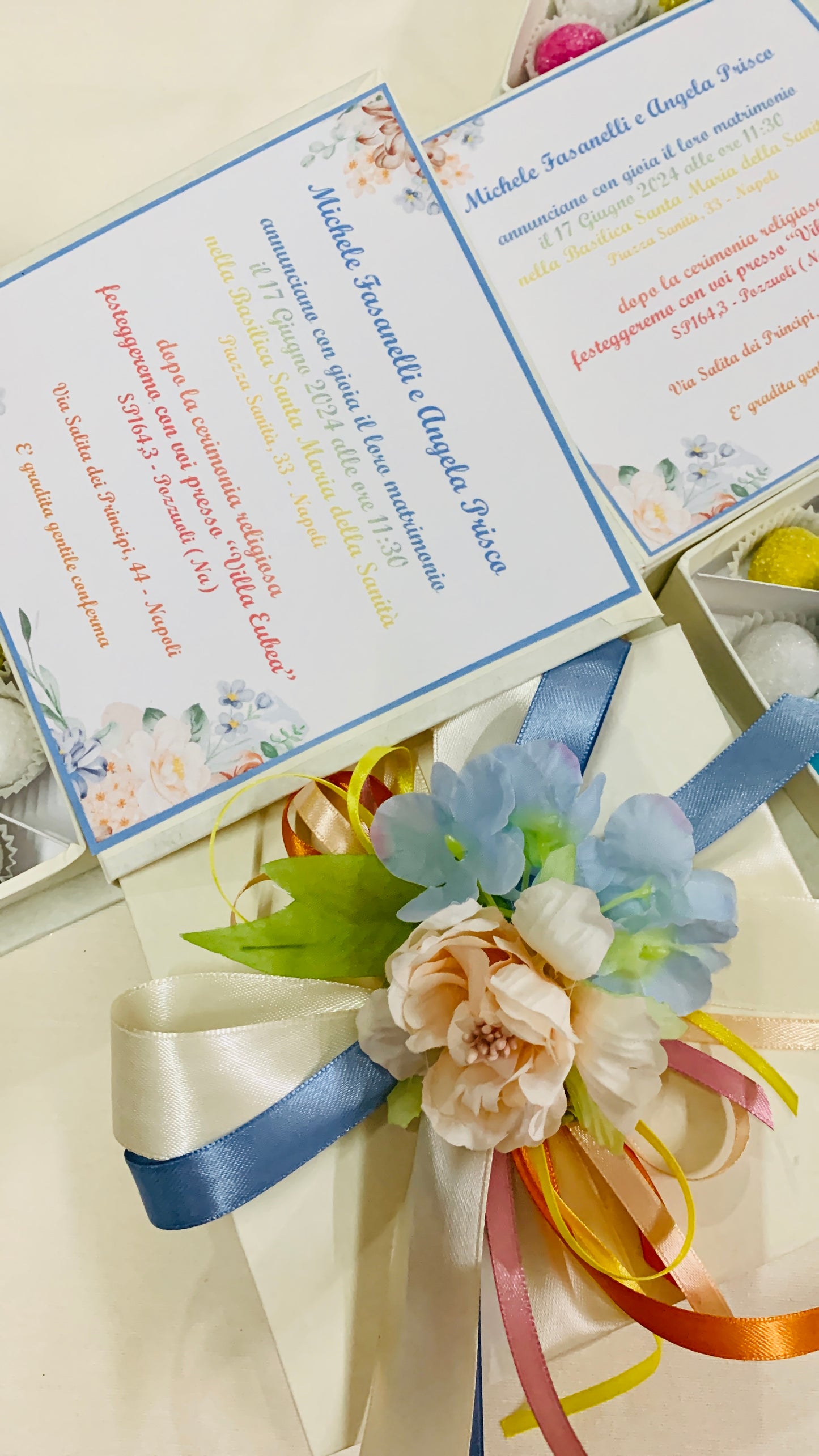 Partecipazione con confettata grafica e colore a scelta
