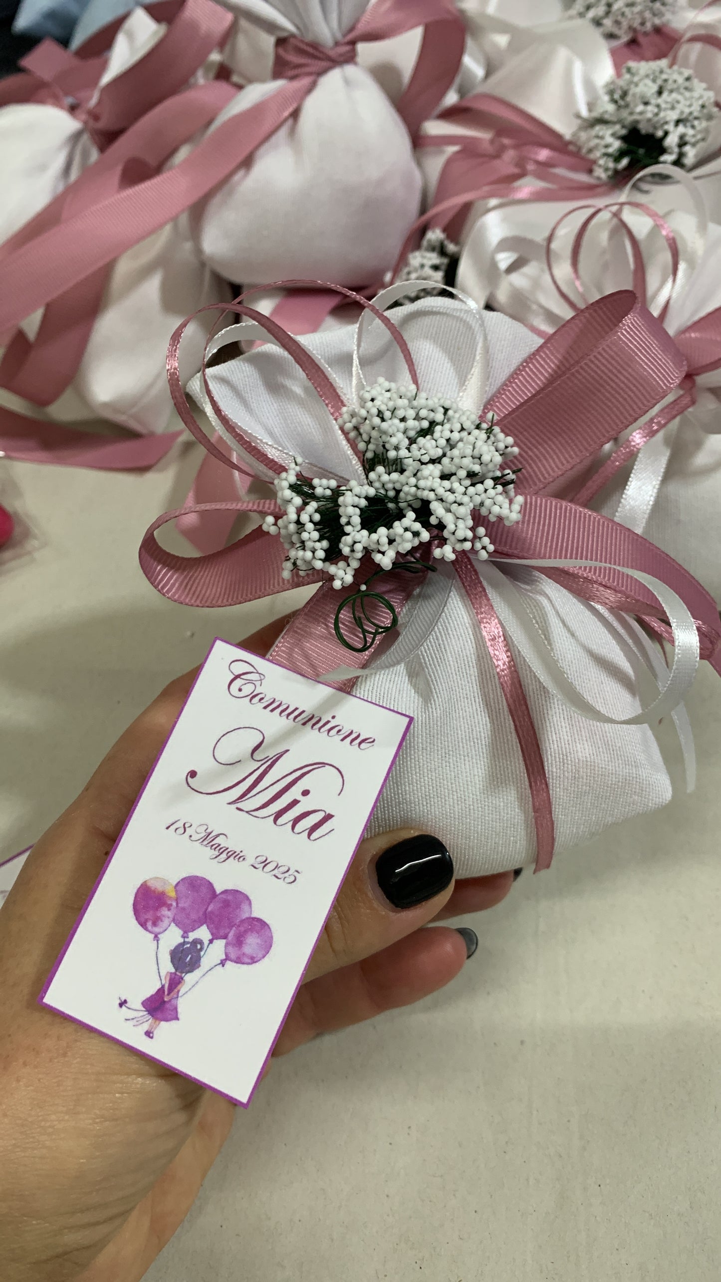 Sacchetto in cotone con confetti