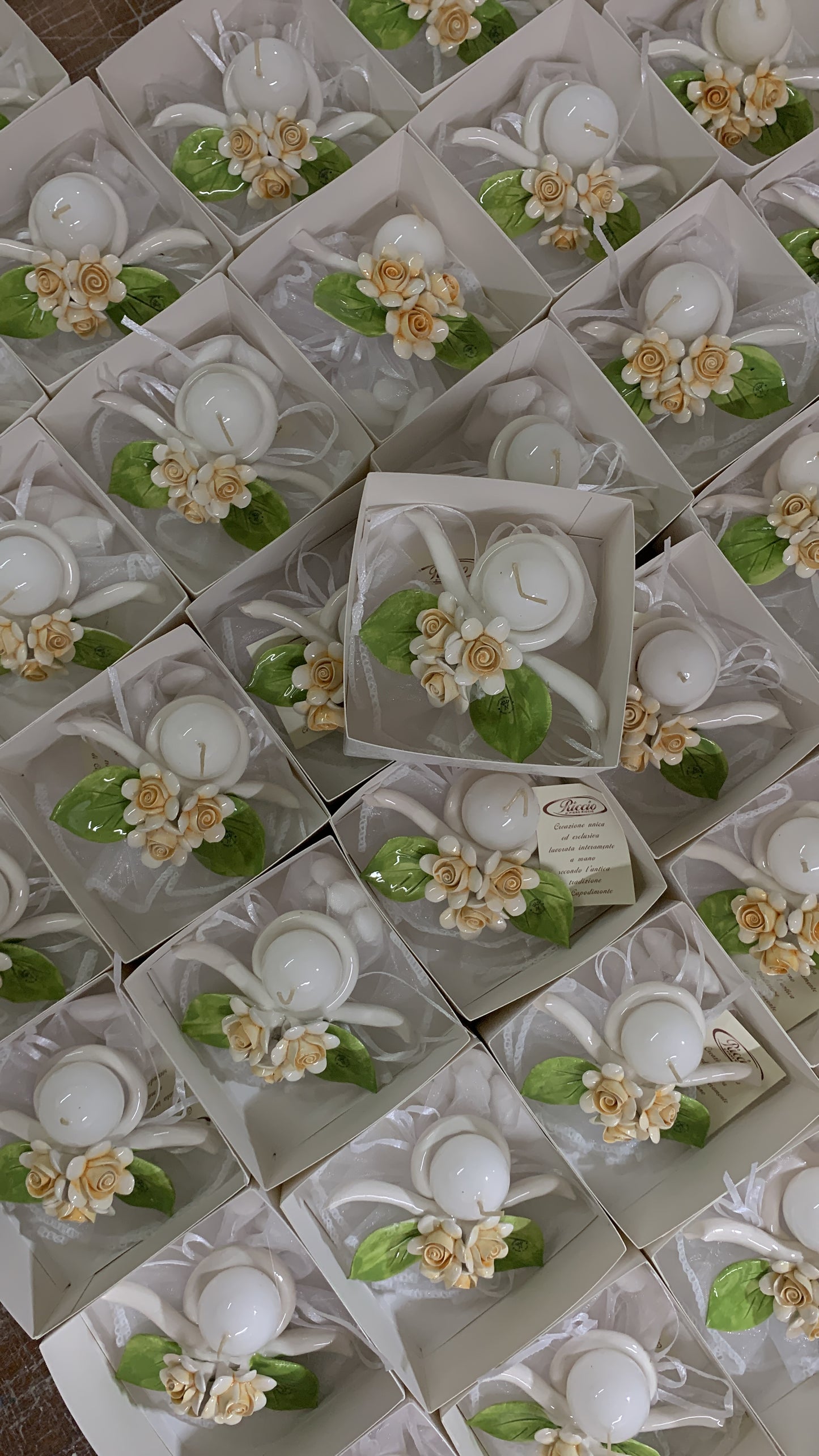 Portacandela 12cm con fiori a scelta decorati a mano in ceramica