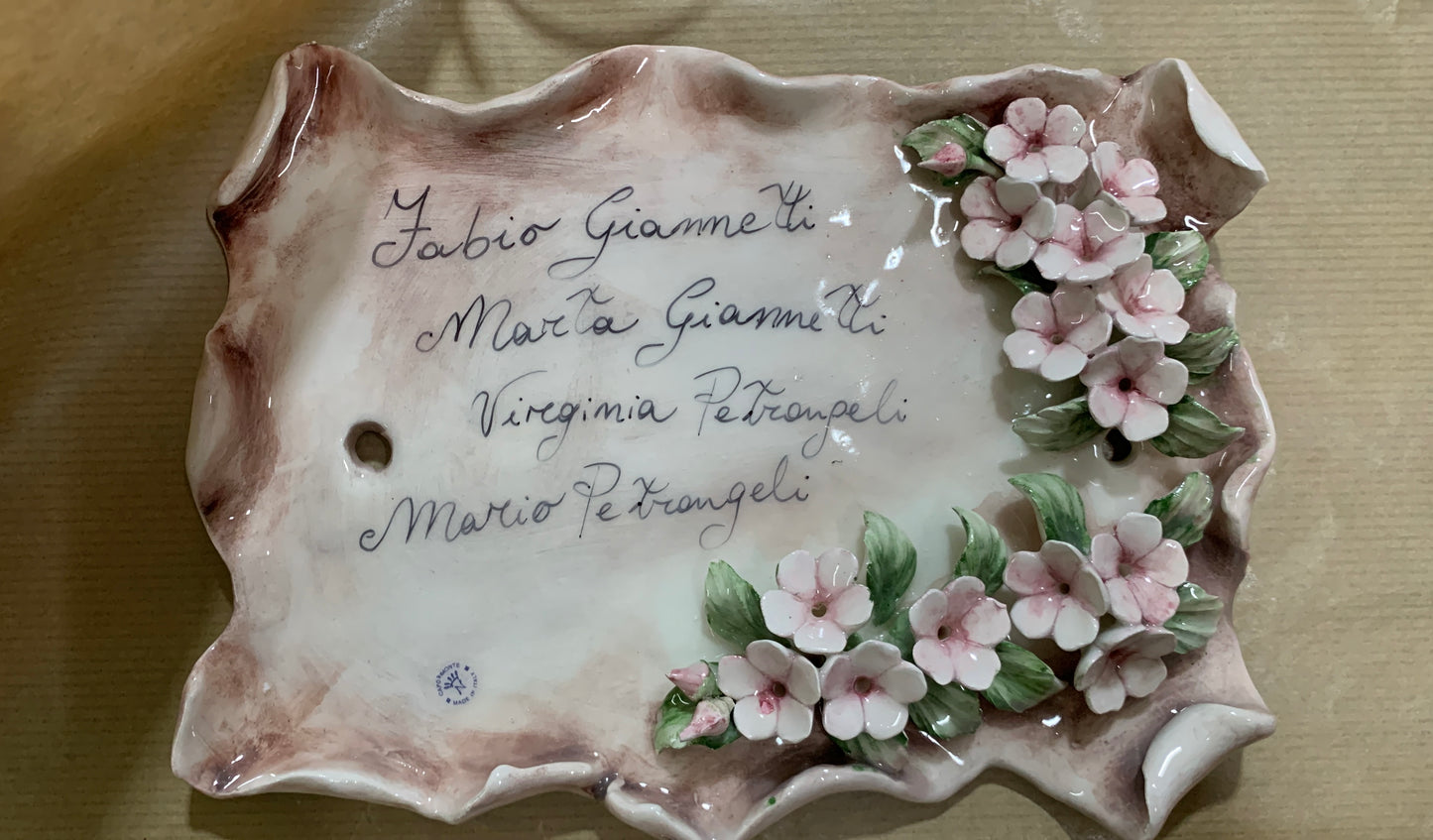 Targhetta ceramica personalizzata