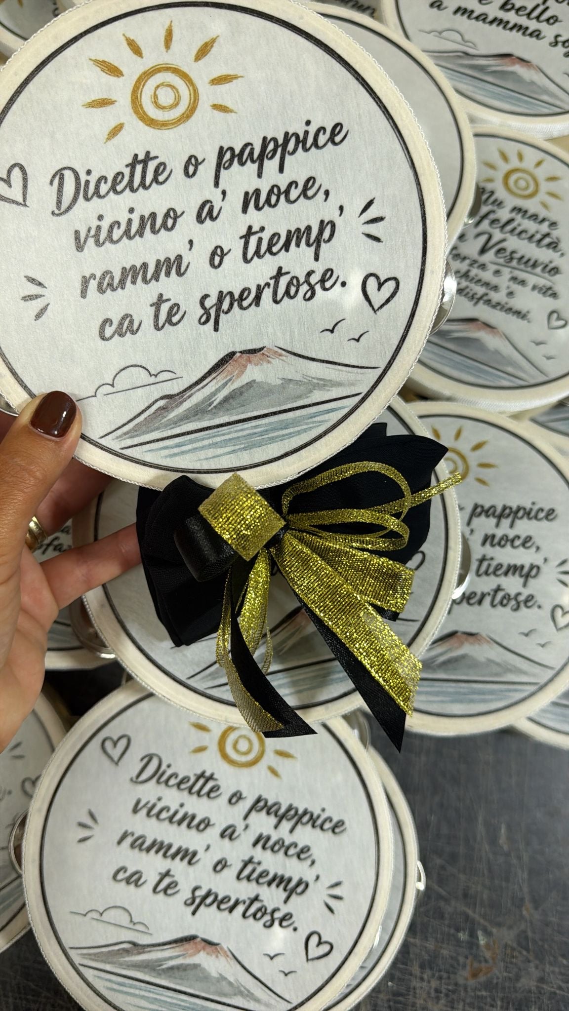 Tamburello con stampa personalizzabile diametro 15cm confezionato