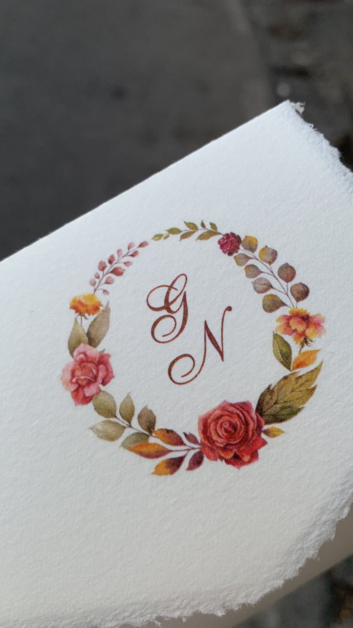 Partecipazione carta Amalfi con sigillo e fiori a scelta