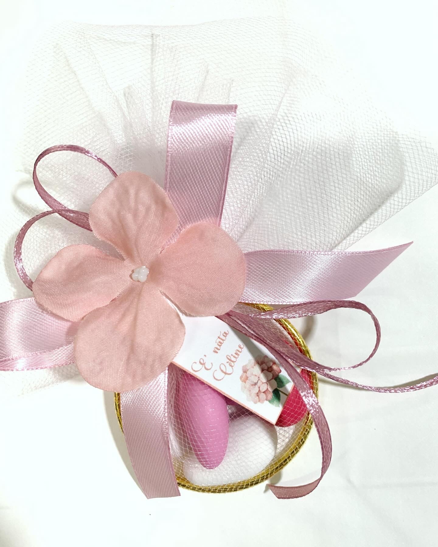Bomboniera nascita tulle e confetti