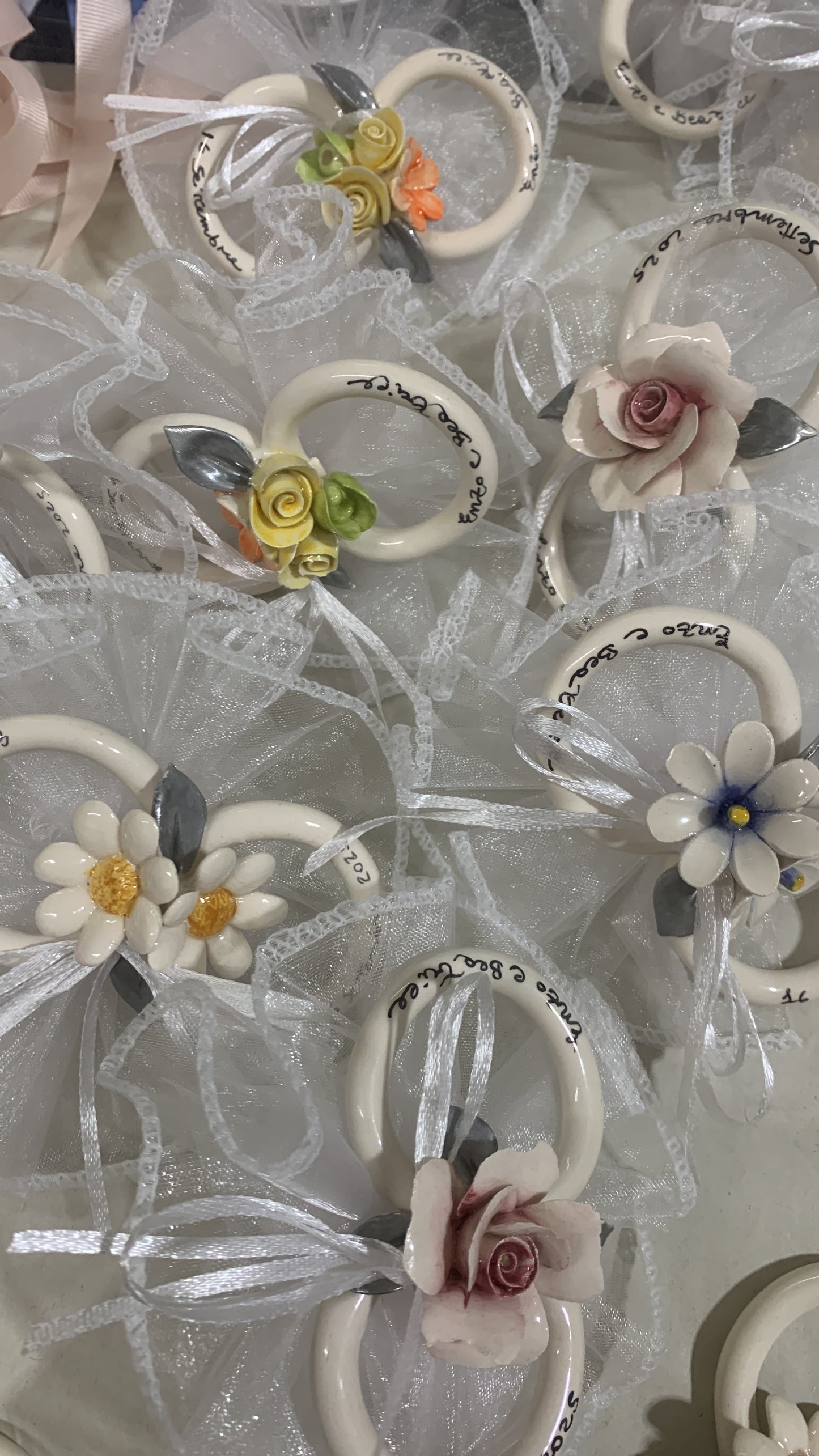 Fedi anniversario in ceramica confezionate