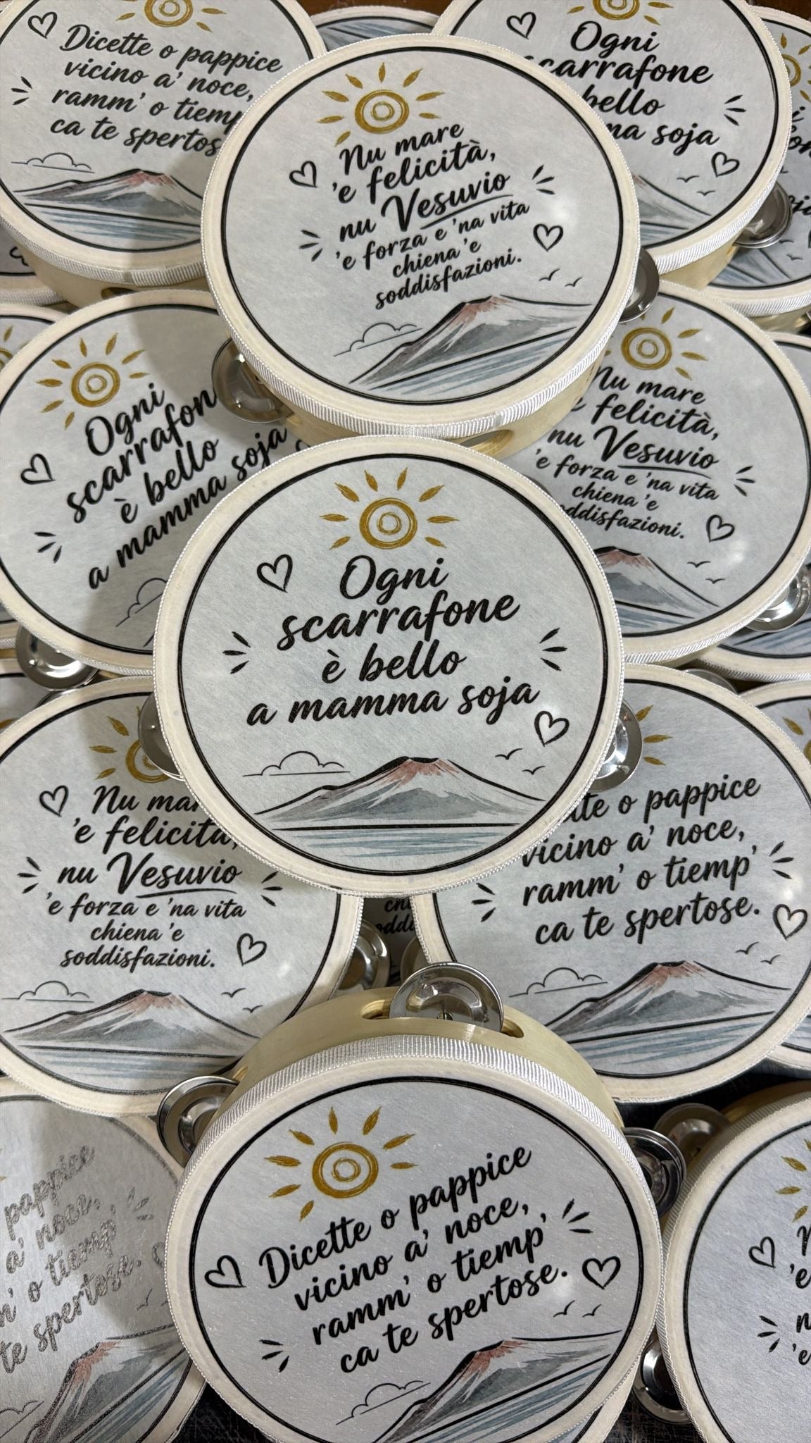 Tamburello con stampa personalizzabile diametro 15cm confezionato