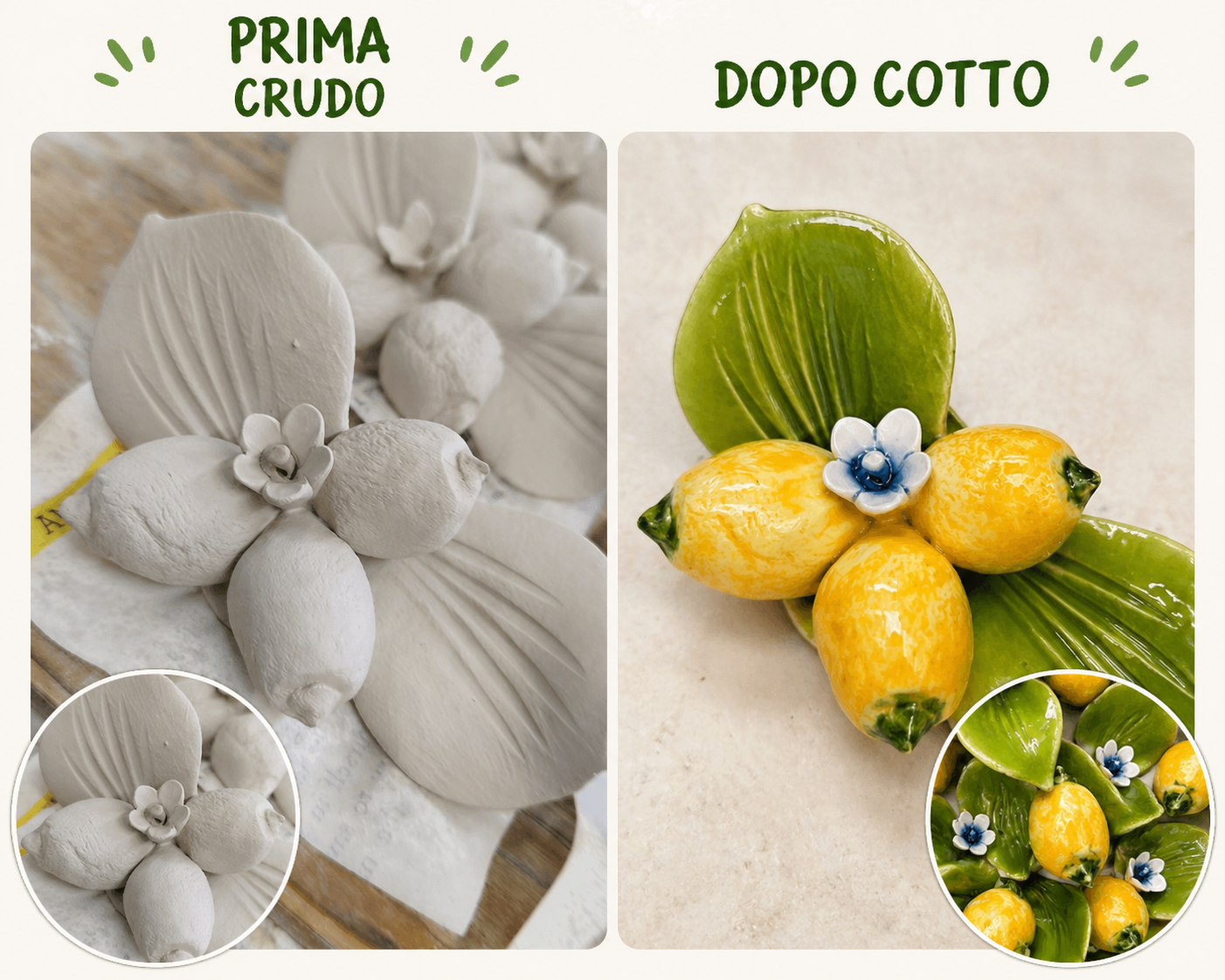 Composizione limoni in ceramica confezionata