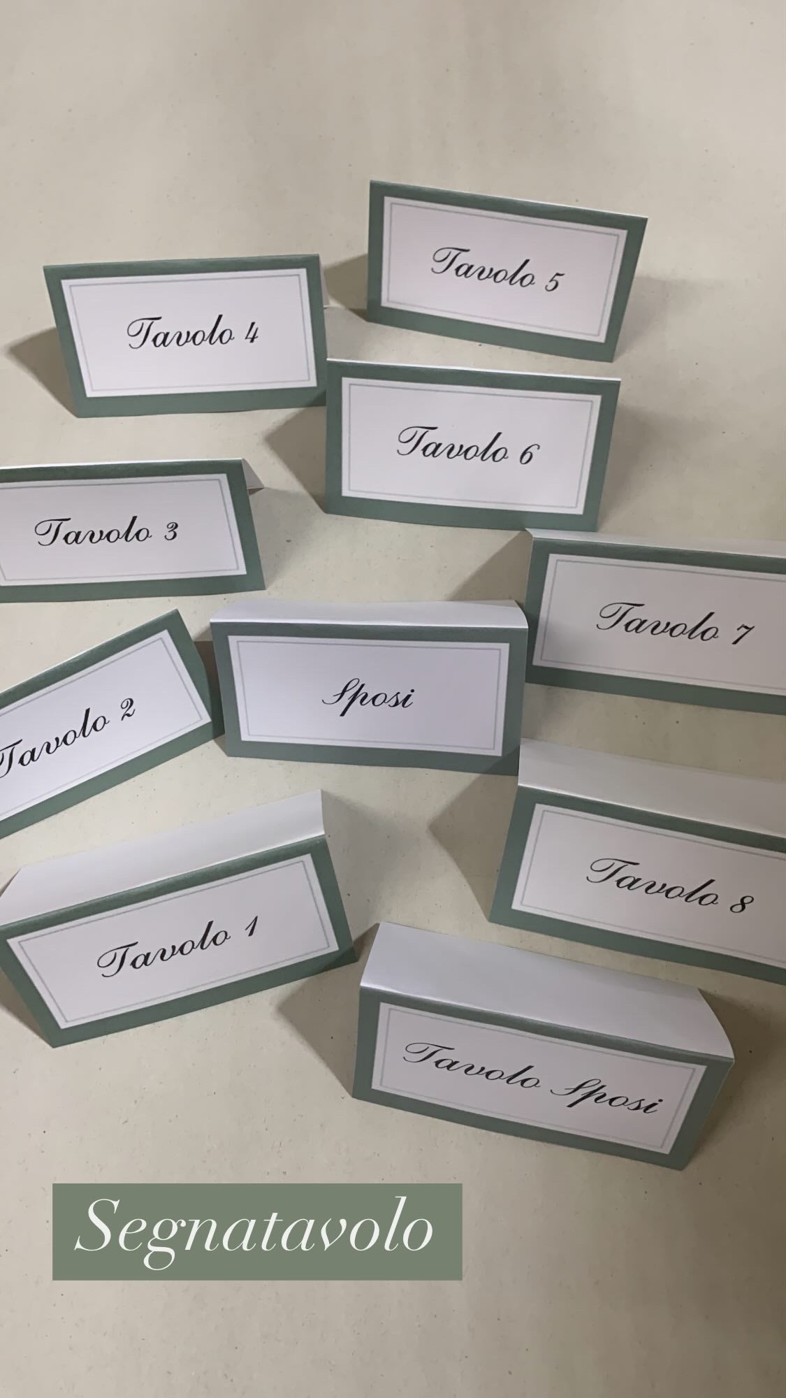 Lavoro grafico completo: tag segnaposto, segnatavolo, menu e tableau de mariage