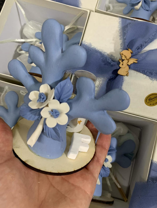 Albero della vita in porcellana a profumatore su base con iniziale