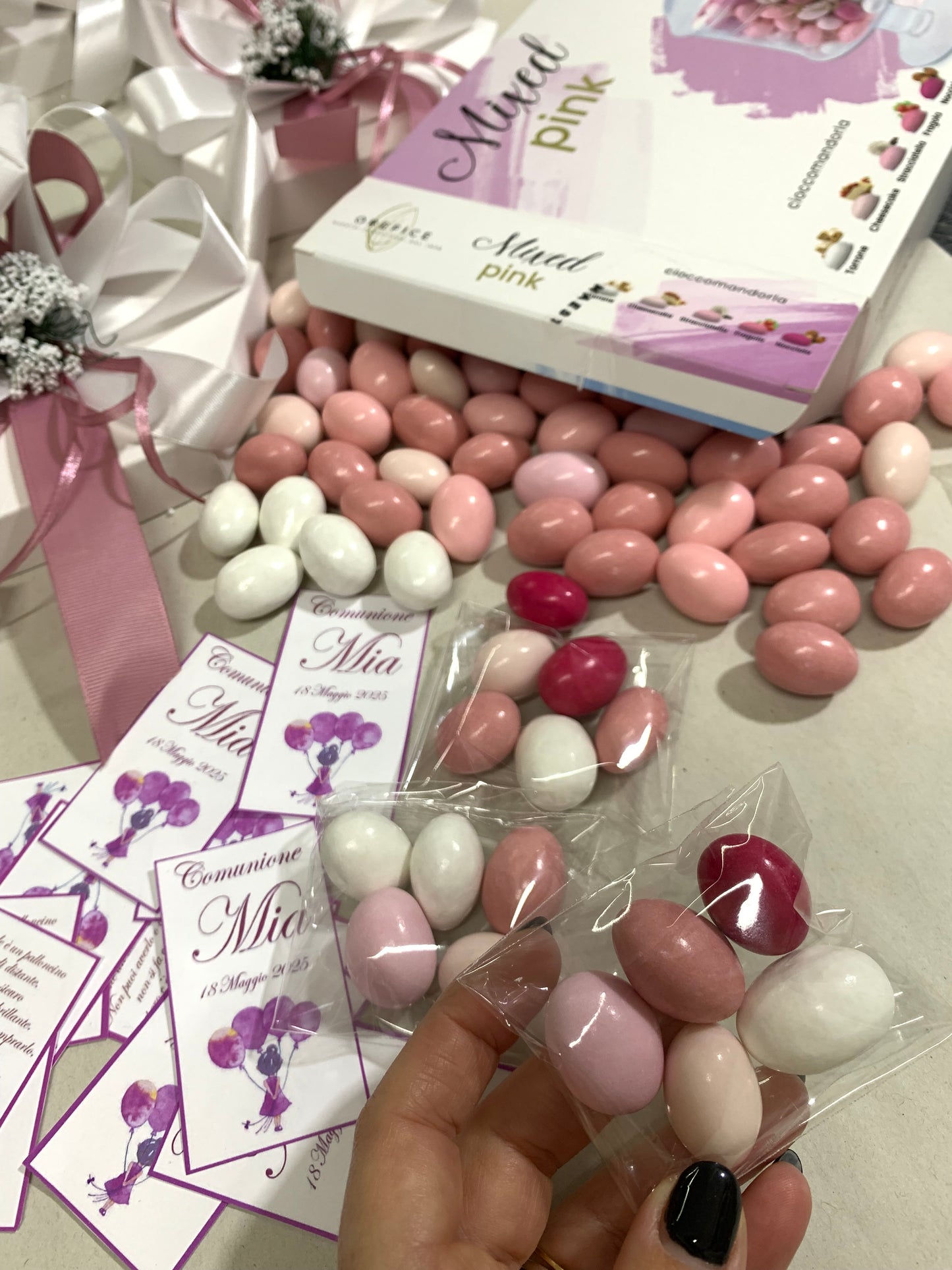 Sacchetto in cotone con confetti