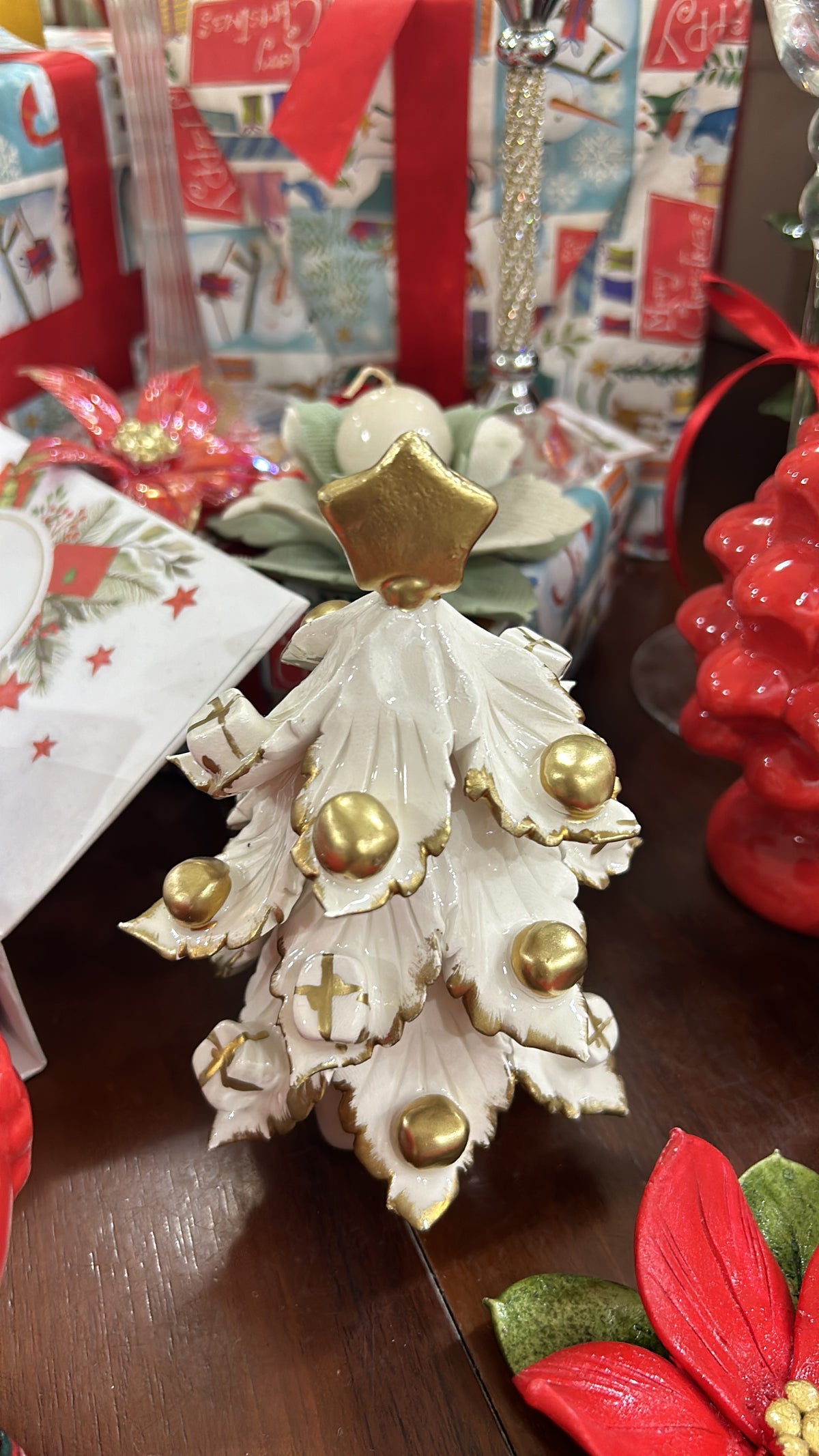albero piccolo bianco e oro 10x15cm