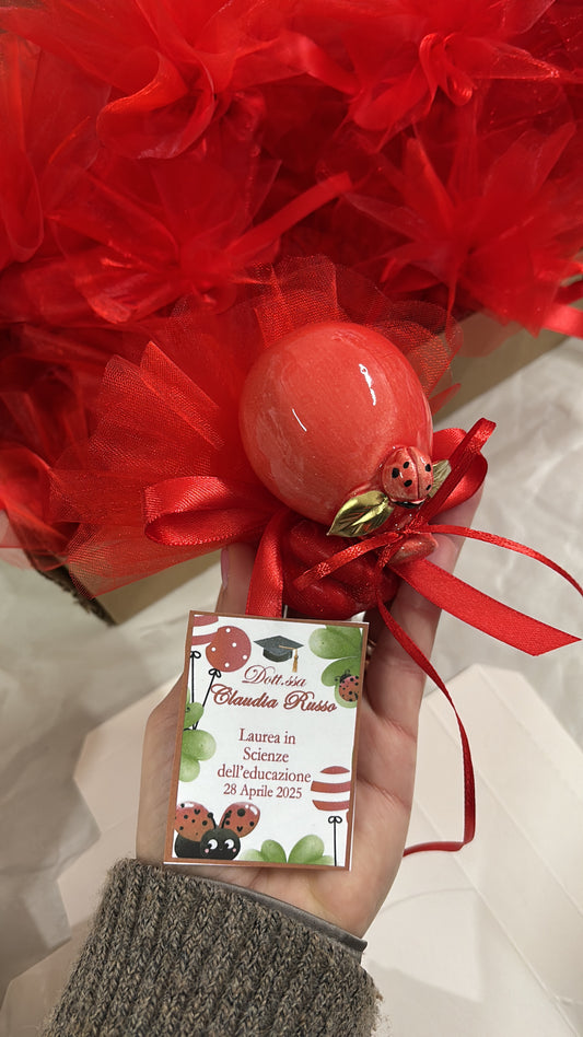 Palloncino piccolo rosso laurea con coccinella (si appende)