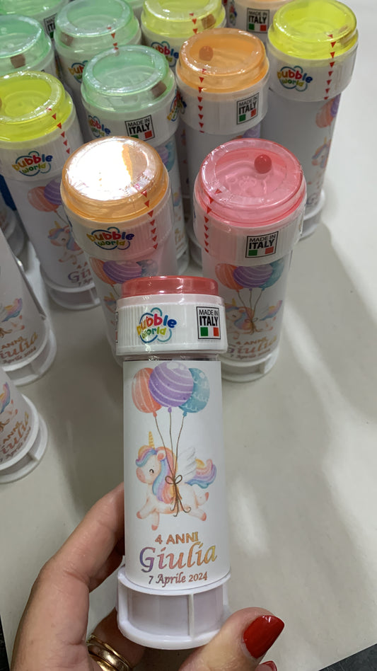 Bolle di sapone con grafica personalizzata