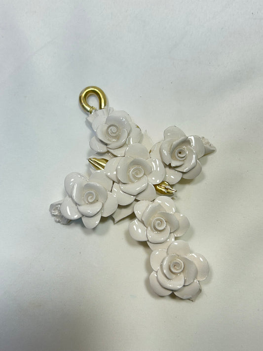 Croce bianca rose e oro